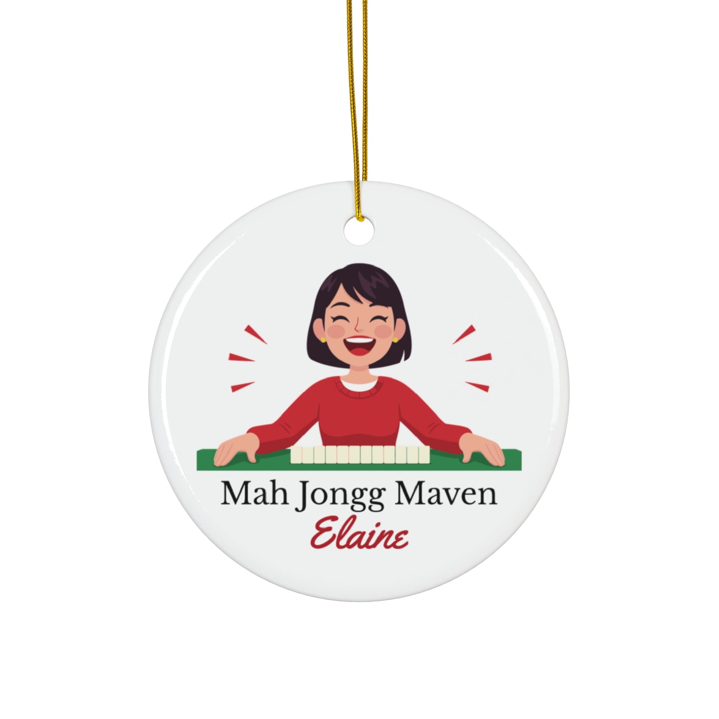 Mah Jongg Maven Ceramic Ornament — Personalized Avatar & Custom Name