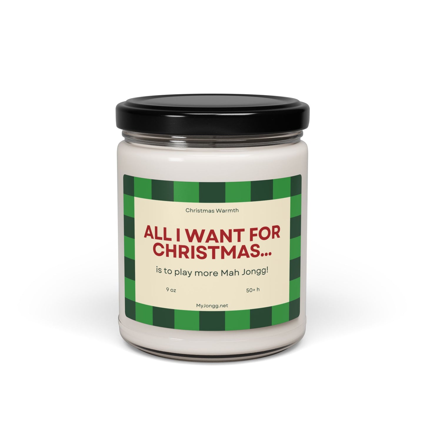 All I Want for Christmas Mah Jongg Soy Candle (9oz) - Green checks