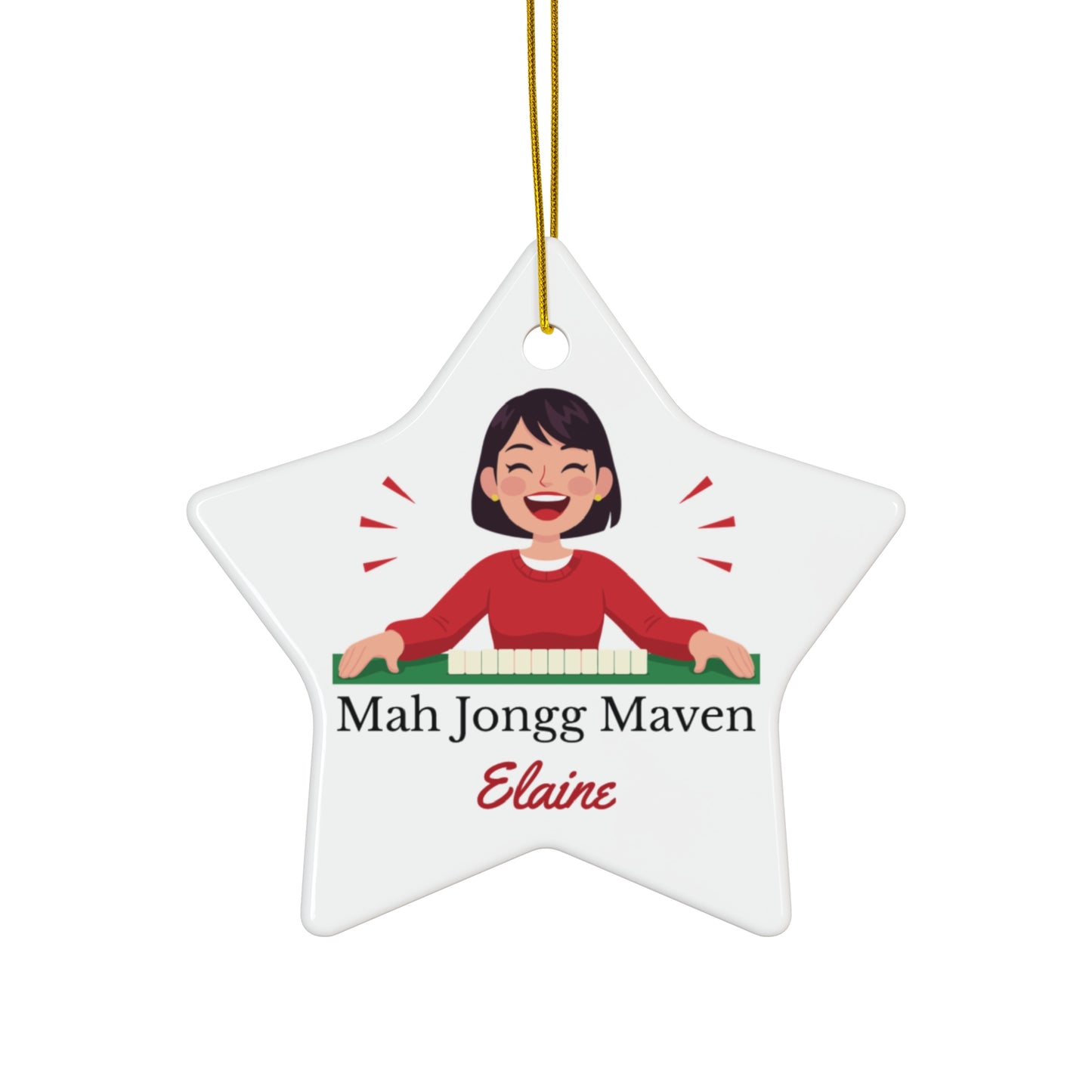 Mah Jongg Maven Ceramic Ornament — Personalized Avatar & Custom Name