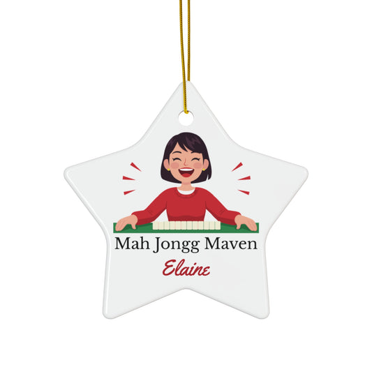 Mah Jongg Maven Ceramic Ornament — Personalized Avatar & Custom Name