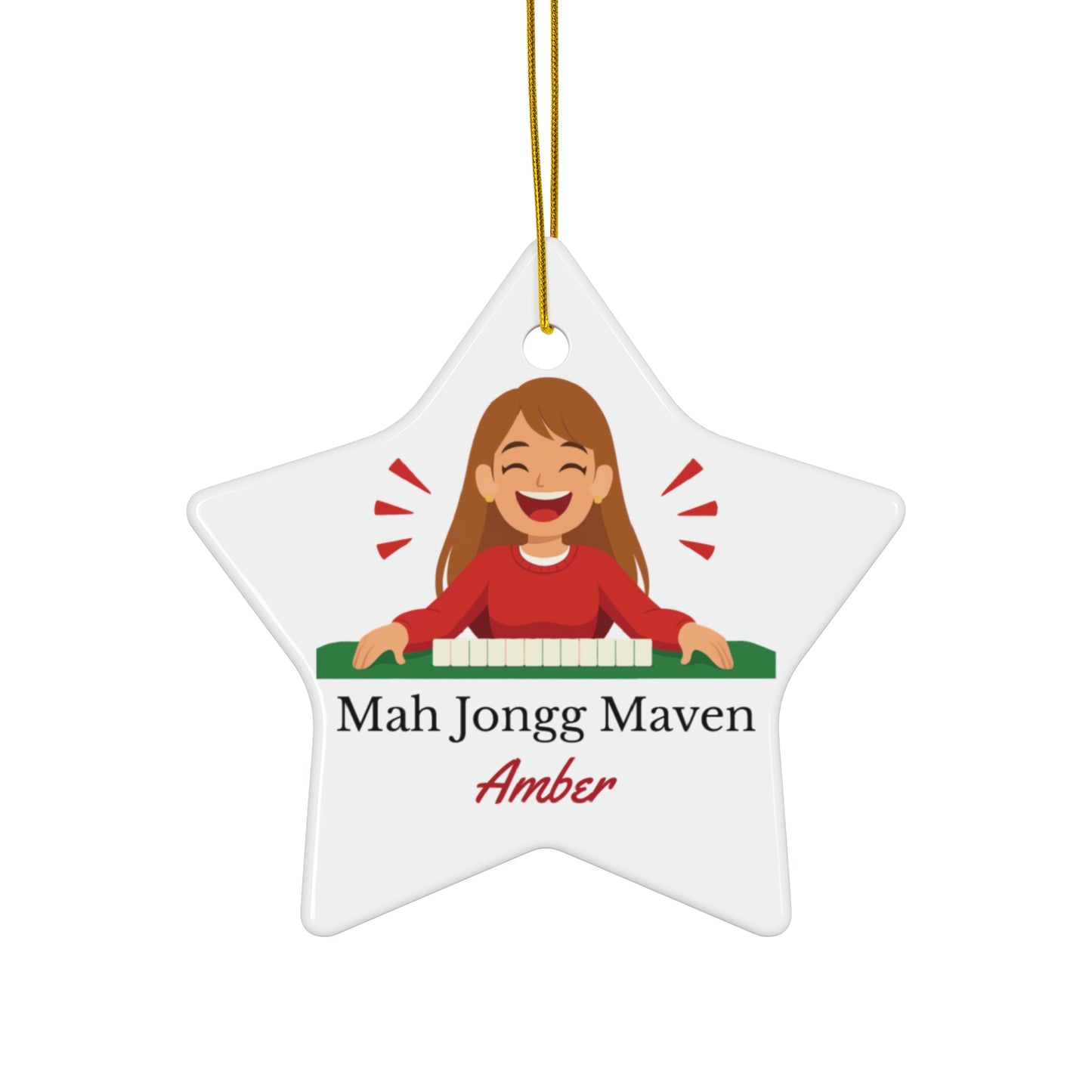 Mah Jongg Maven Ceramic Ornament — Personalized Avatar & Custom Name