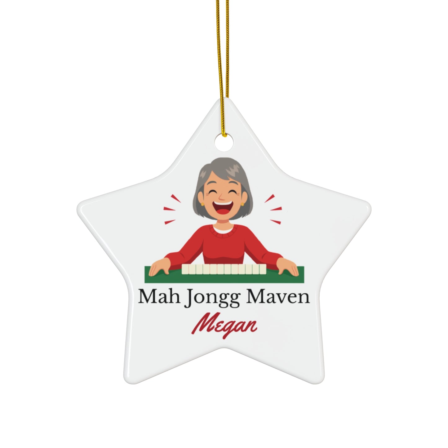 Mah Jongg Maven Ceramic Ornament — Personalized Avatar & Custom Name