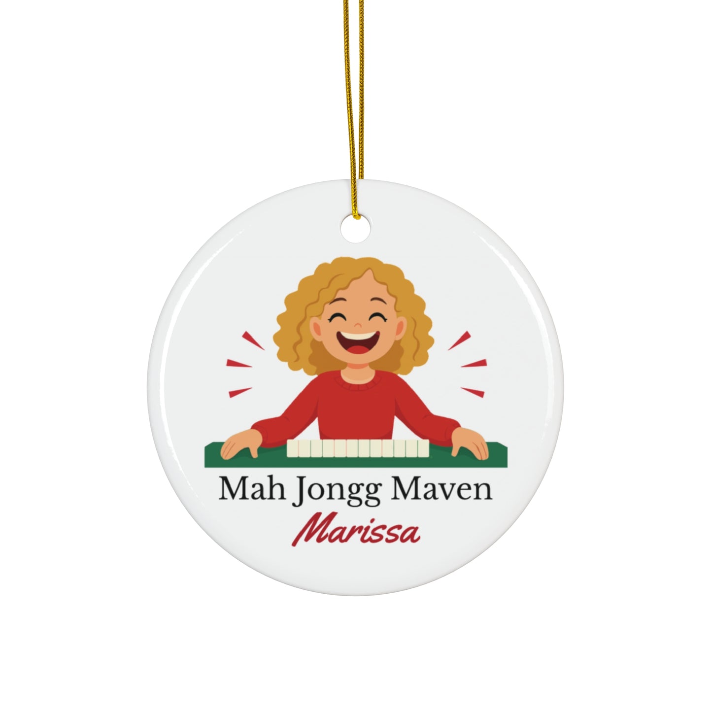 Mah Jongg Maven Ceramic Ornament — Personalized Avatar & Custom Name