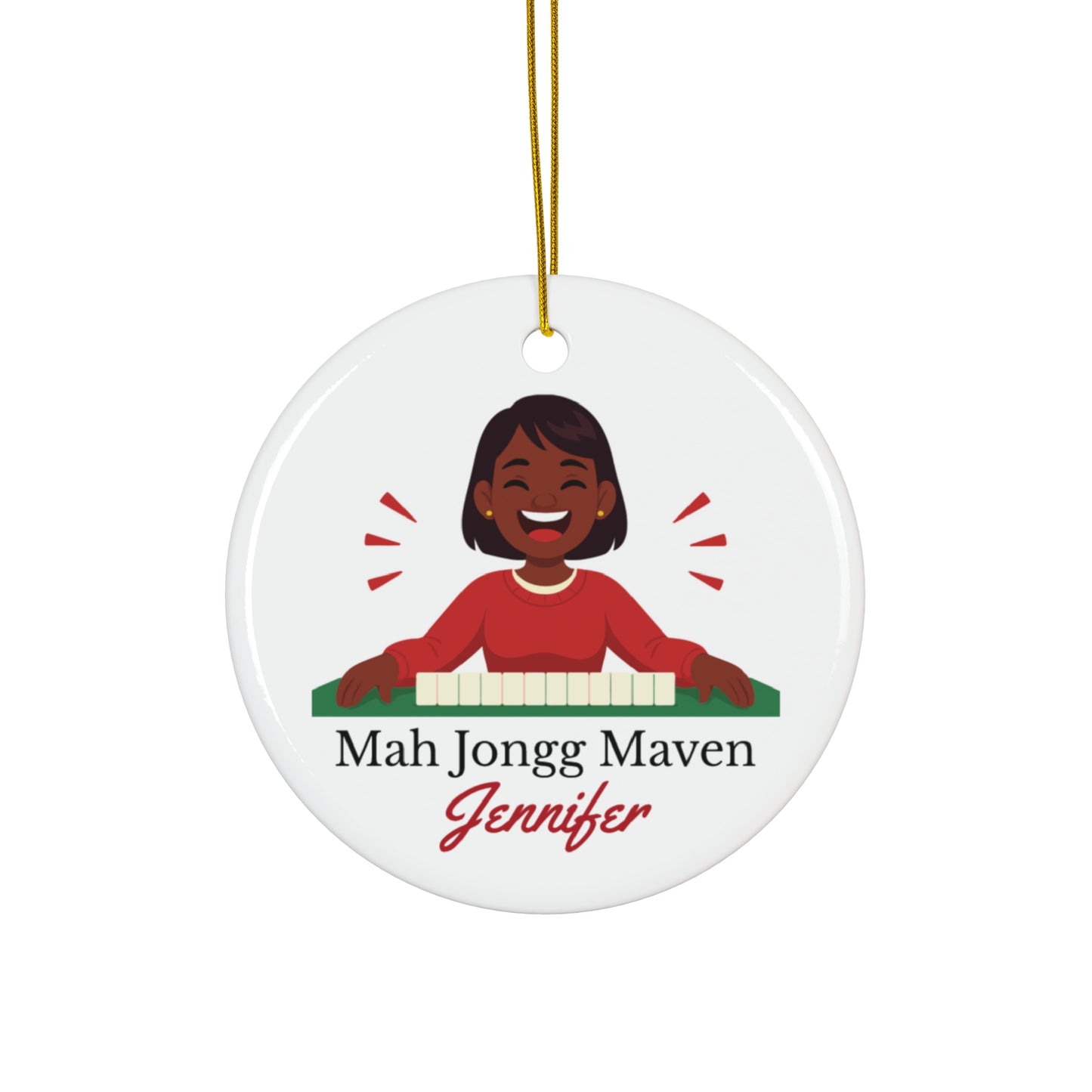 Mah Jongg Maven Ceramic Ornament — Personalized Avatar & Custom Name