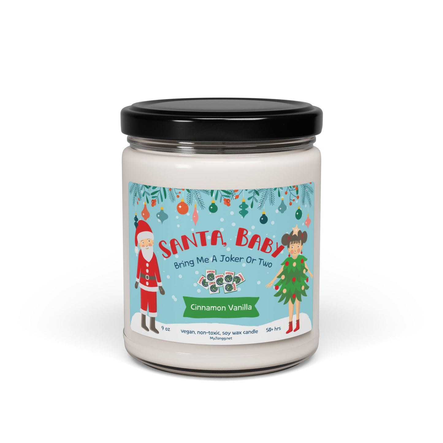 Santa, Baby Mah Jongg-Themed Christmas Soy Candle (9oz)