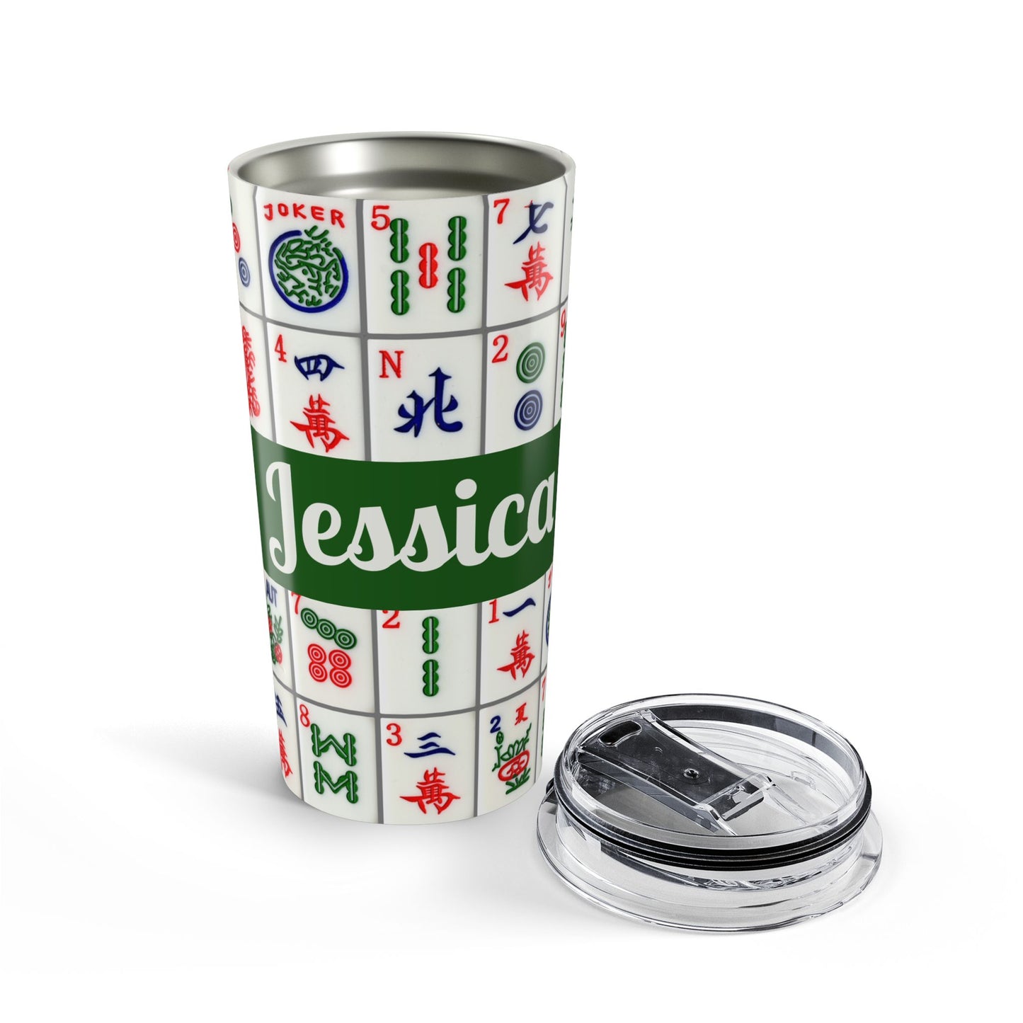 Personalized Mahjong Tumbler 20oz — Custom Name Tile Design, Insulated Travel Cup