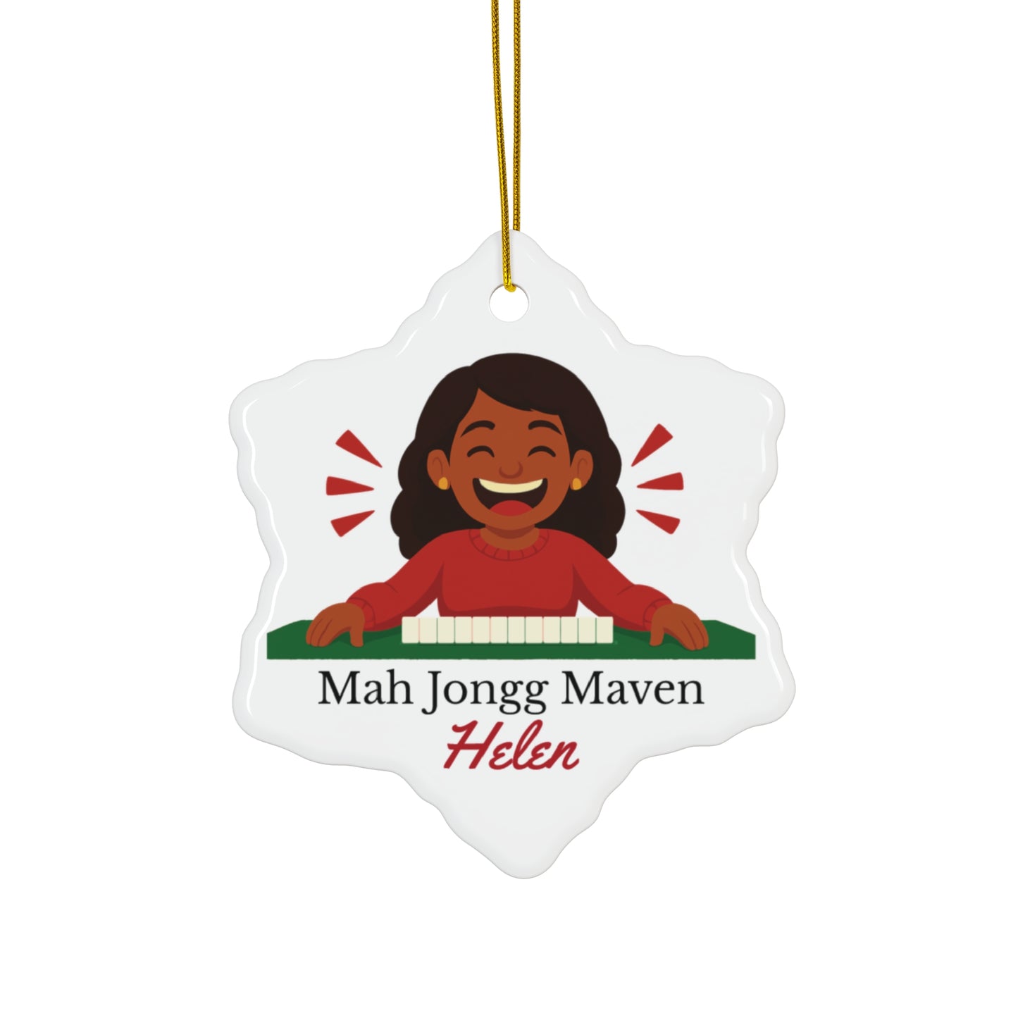 Mah Jongg Maven Ceramic Ornament — Personalized Avatar & Custom Name