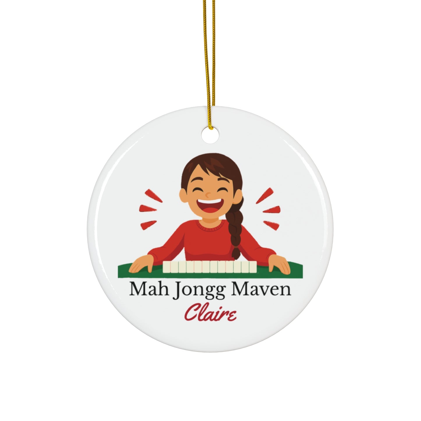 Mah Jongg Maven Ceramic Ornament — Personalized Avatar & Custom Name