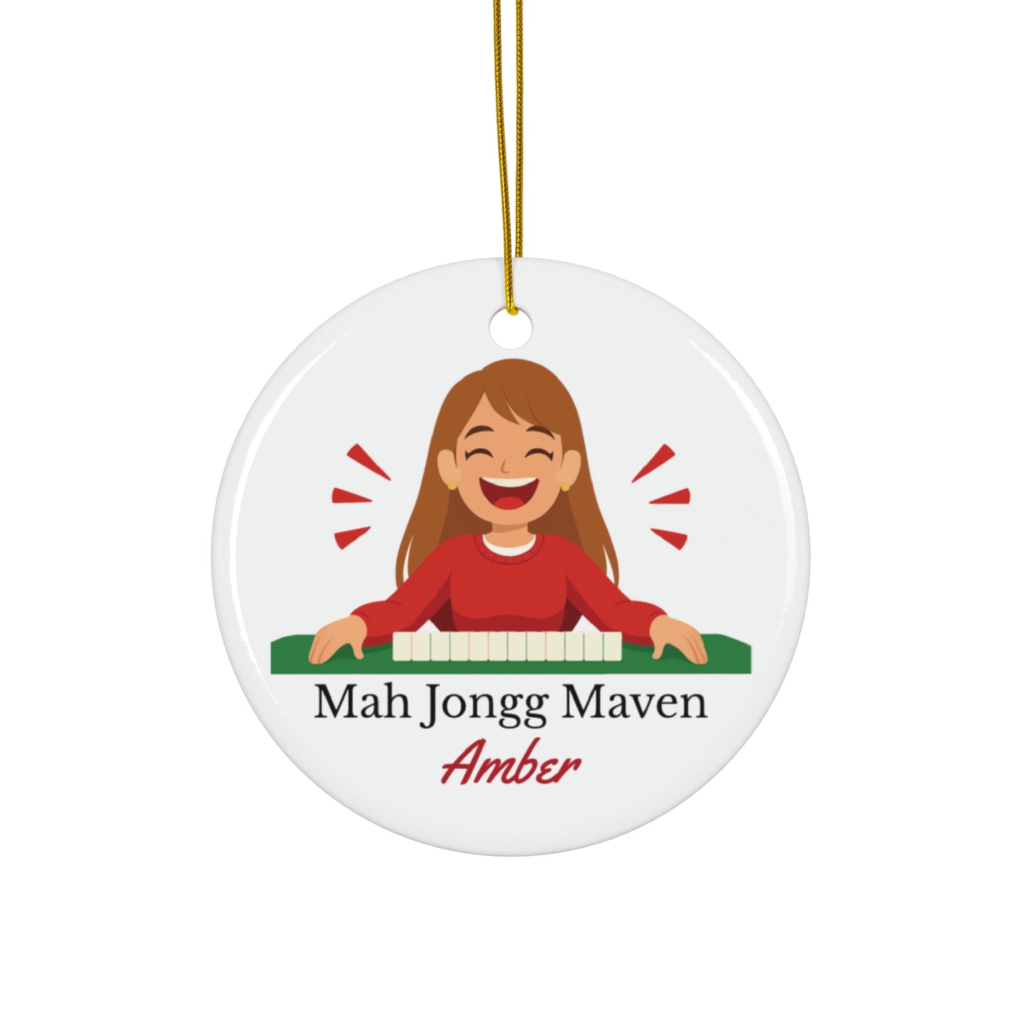Mah Jongg Maven Ceramic Ornament — Personalized Avatar & Custom Name