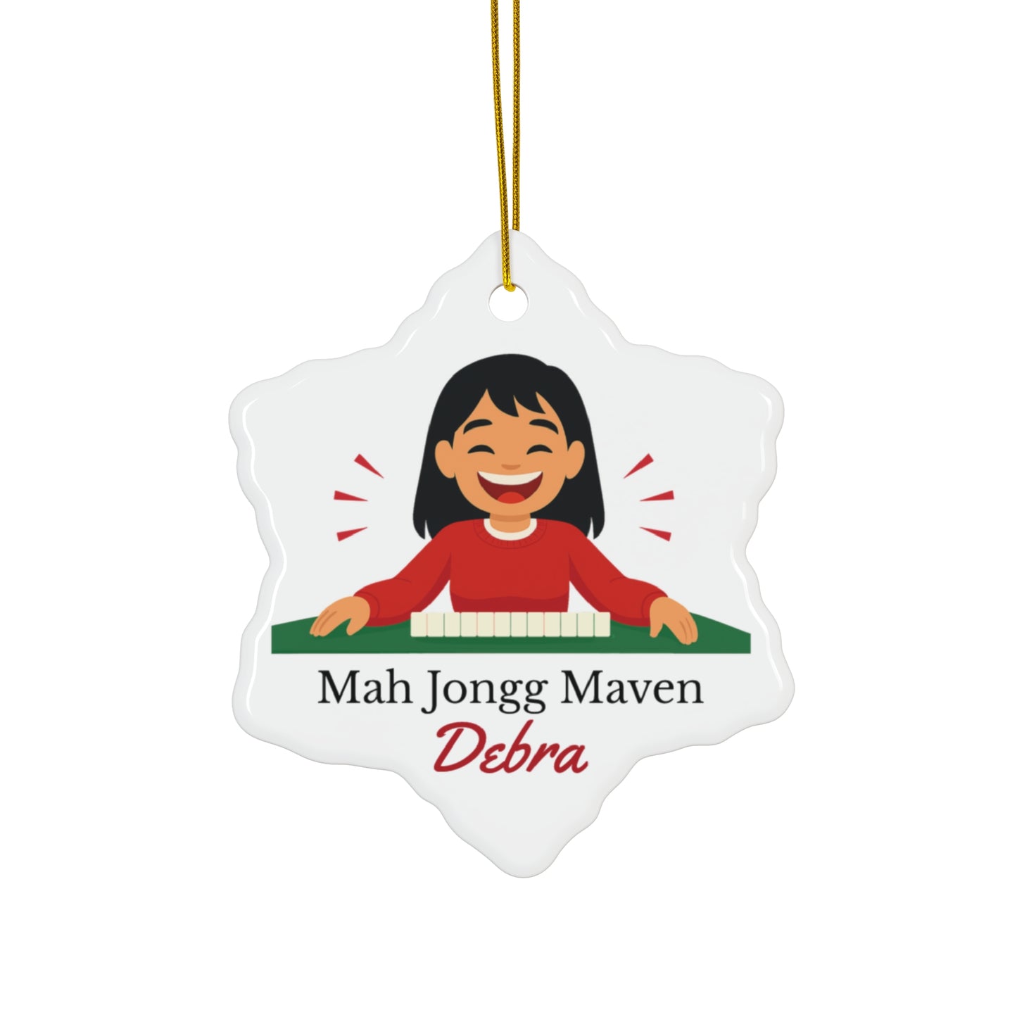 Mah Jongg Maven Ceramic Ornament — Personalized Avatar & Custom Name