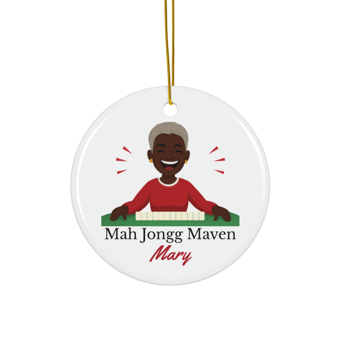Mah Jongg Maven Ceramic Ornament — Personalized Avatar & Custom Name