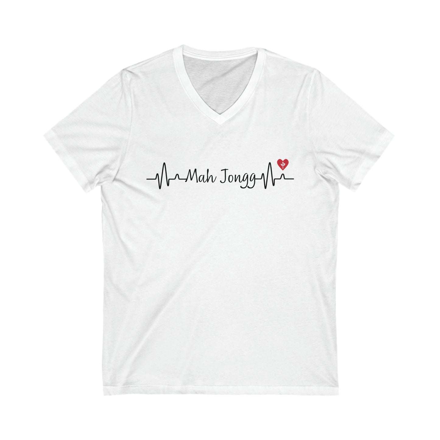 Jersey Short Sleeve V-Neck Tee: Mah Jongg EKG