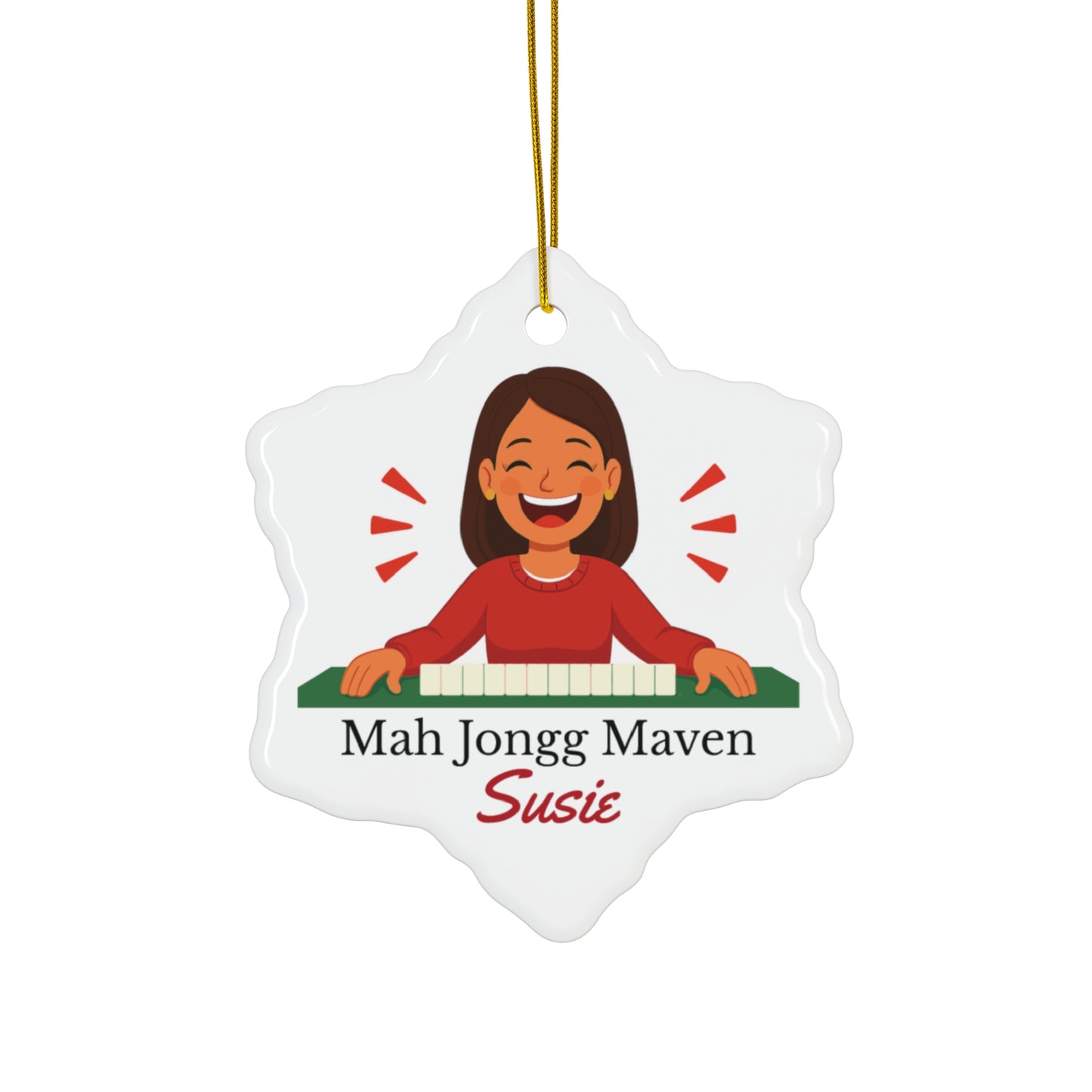 Mah Jongg Maven Ceramic Ornament — Personalized Avatar & Custom Name