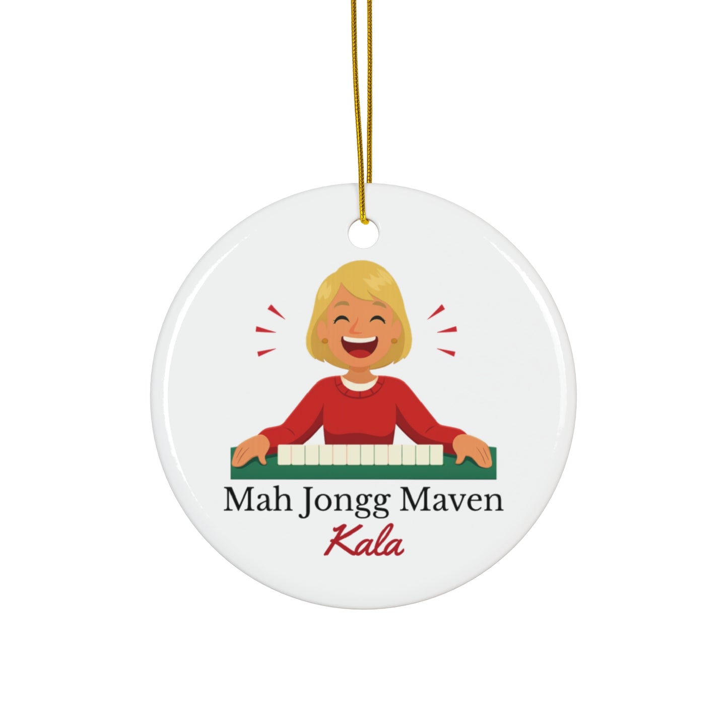 Mah Jongg Maven Ceramic Ornament — Personalized Avatar & Custom Name
