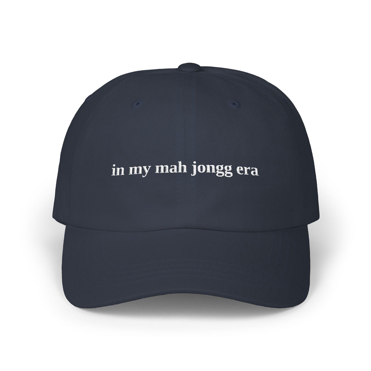 "in my mah jongg era" Embroidered White Baseball Hat