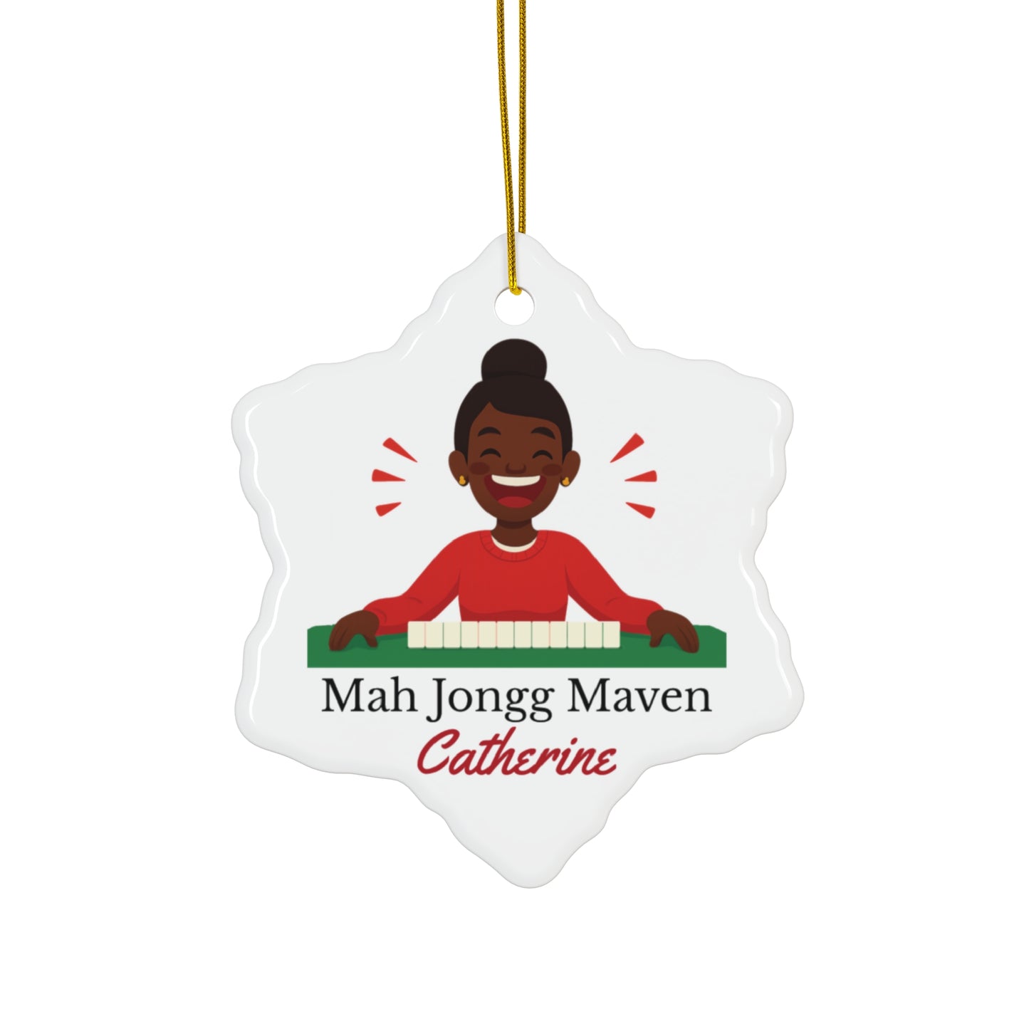 Mah Jongg Maven Ceramic Ornament — Personalized Avatar & Custom Name