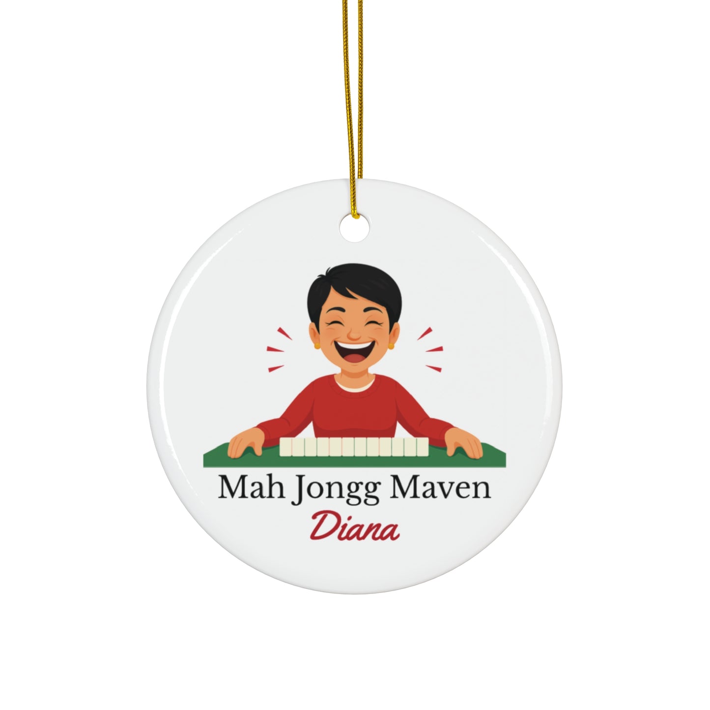 Mah Jongg Maven Ceramic Ornament — Personalized Avatar & Custom Name