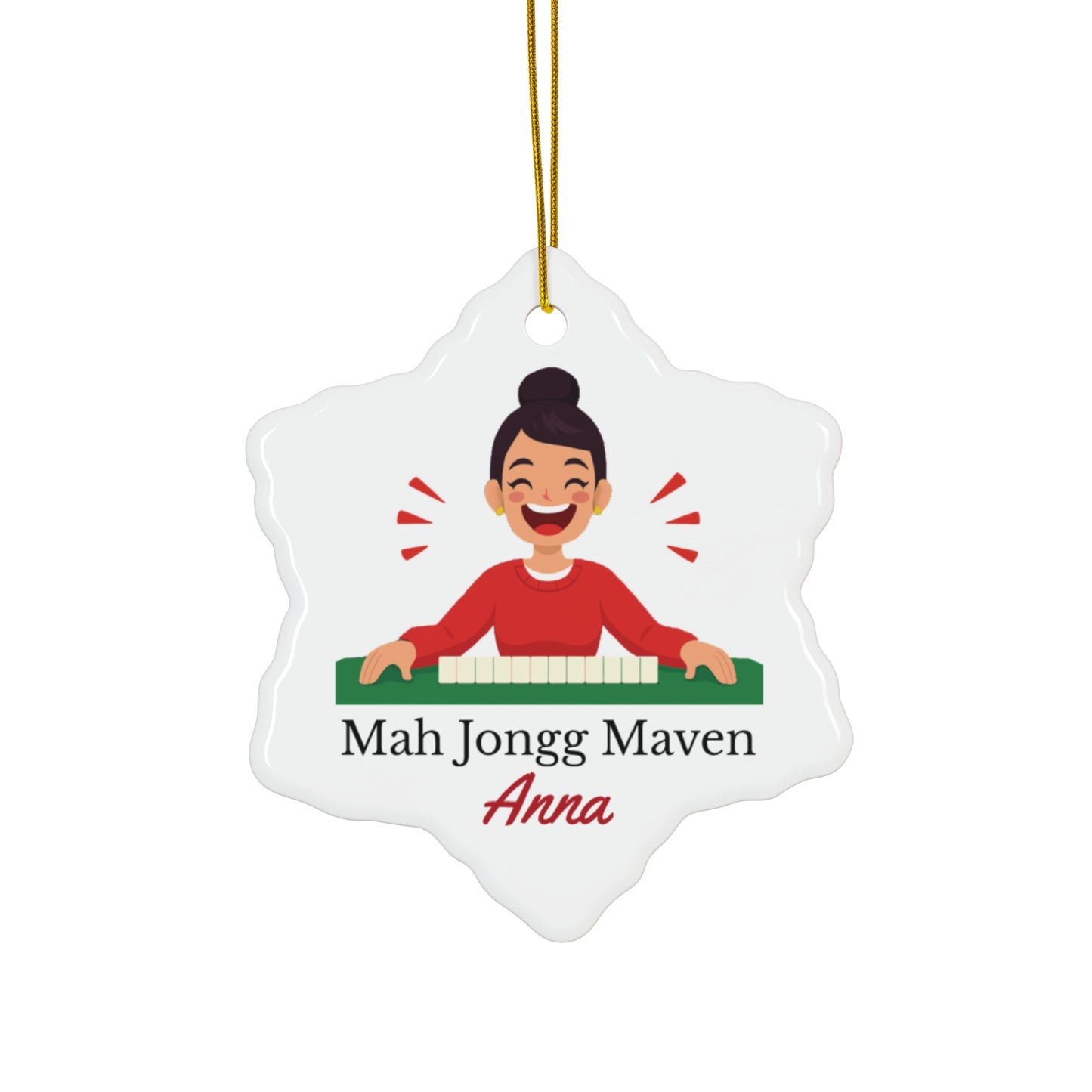 Mah Jongg Maven Ceramic Ornament — Personalized Avatar & Custom Name