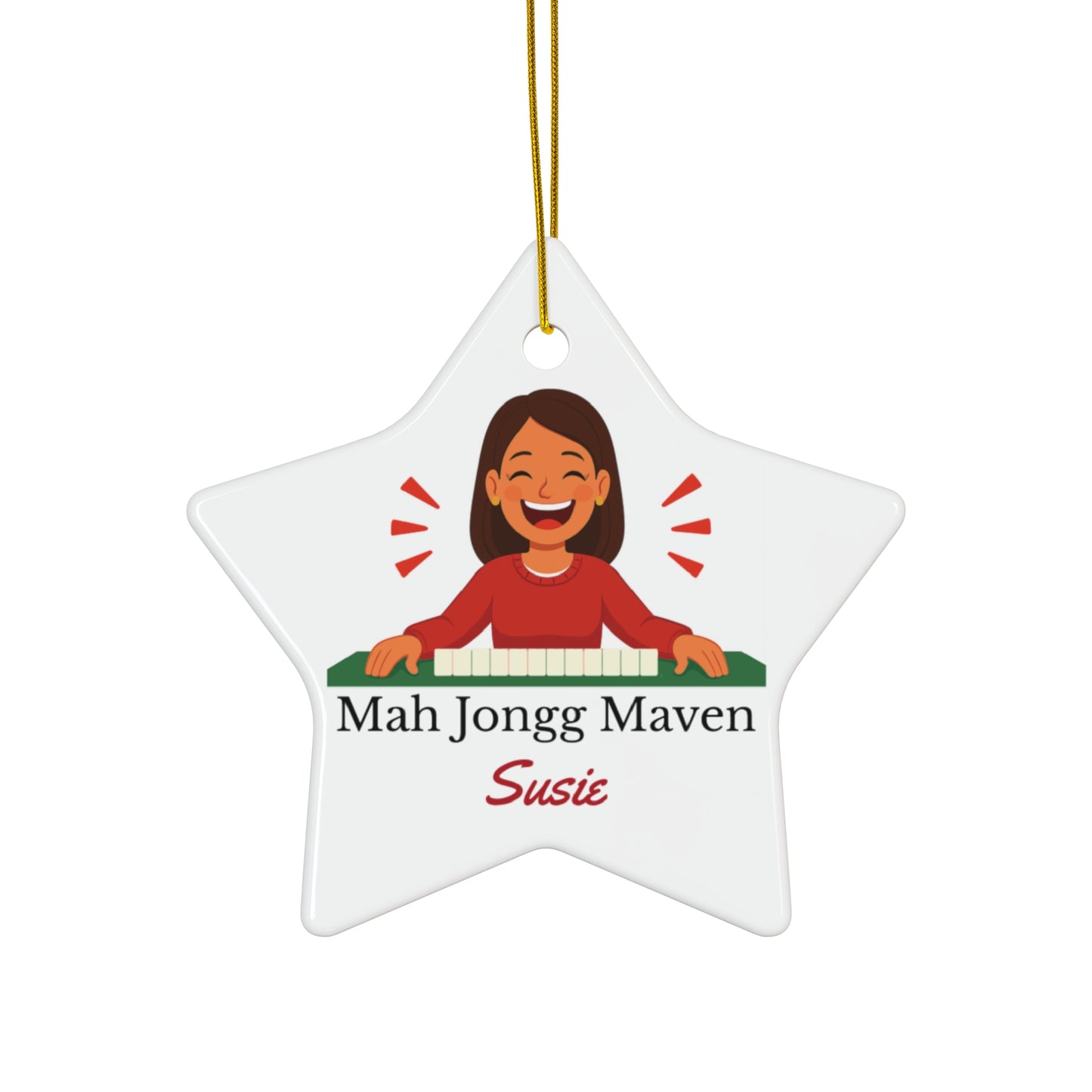 Mah Jongg Maven Ceramic Ornament — Personalized Avatar & Custom Name