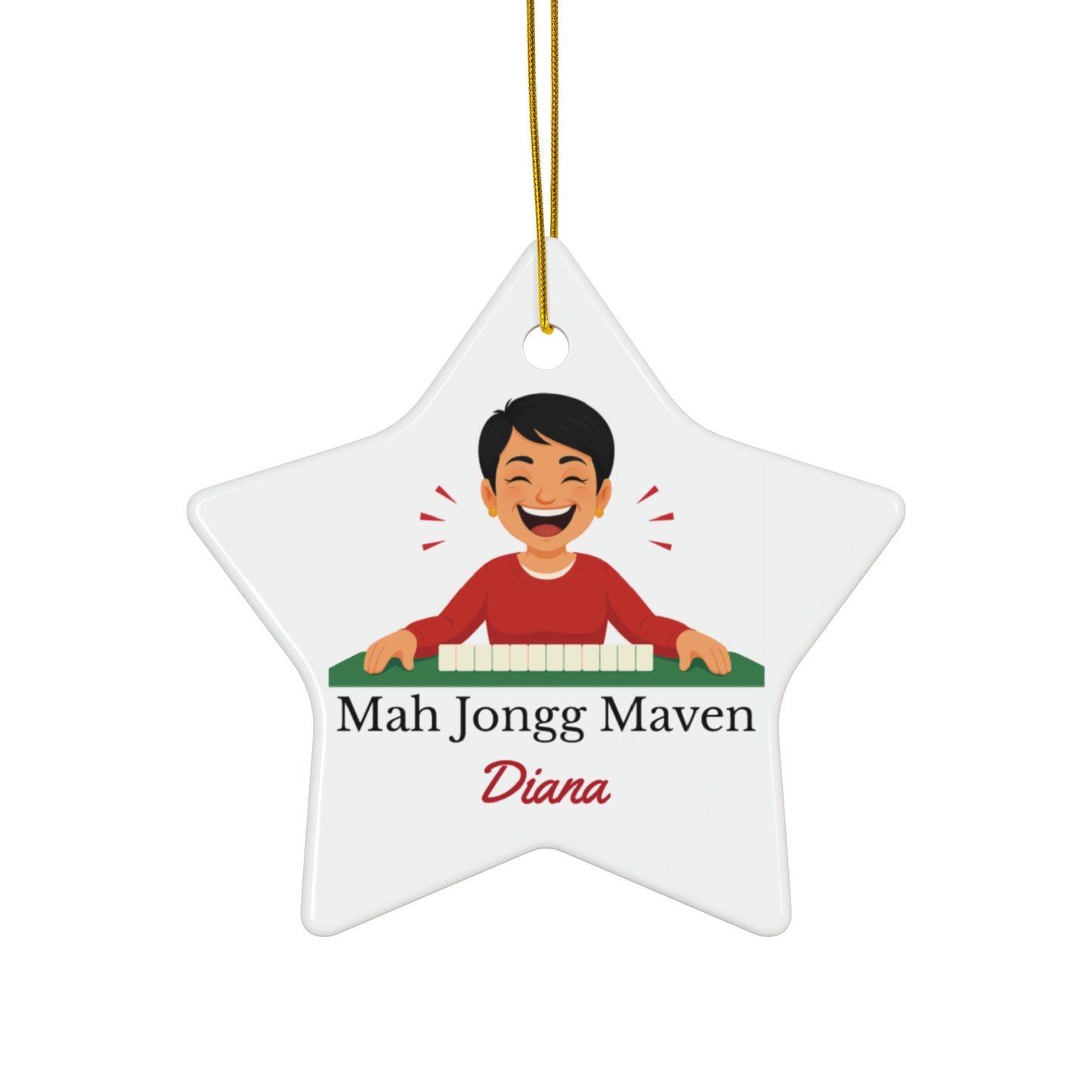 Mah Jongg Maven Ceramic Ornament — Personalized Avatar & Custom Name