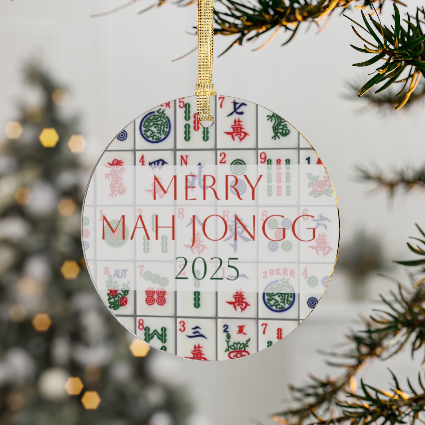 Merry Mah Jongg 2025 Acrylic Ornament