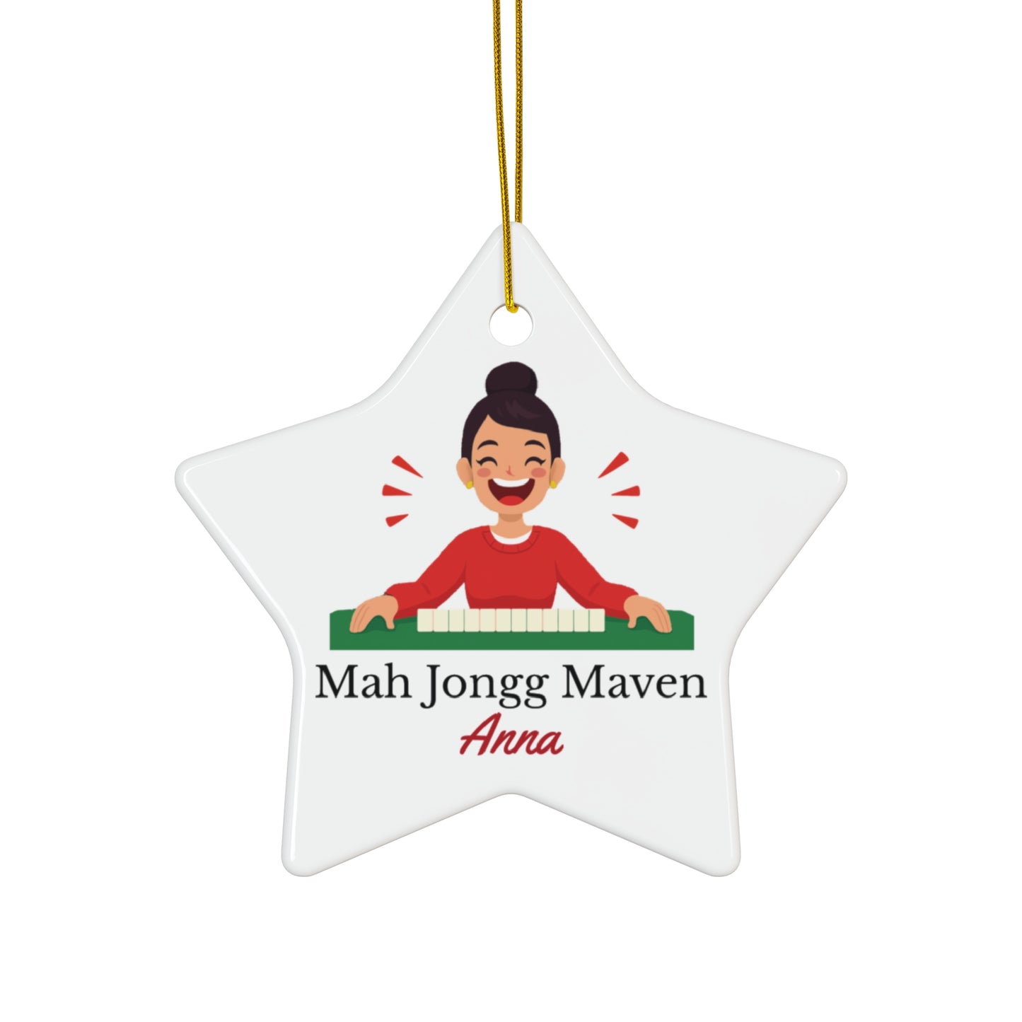 Mah Jongg Maven Ceramic Ornament — Personalized Avatar & Custom Name