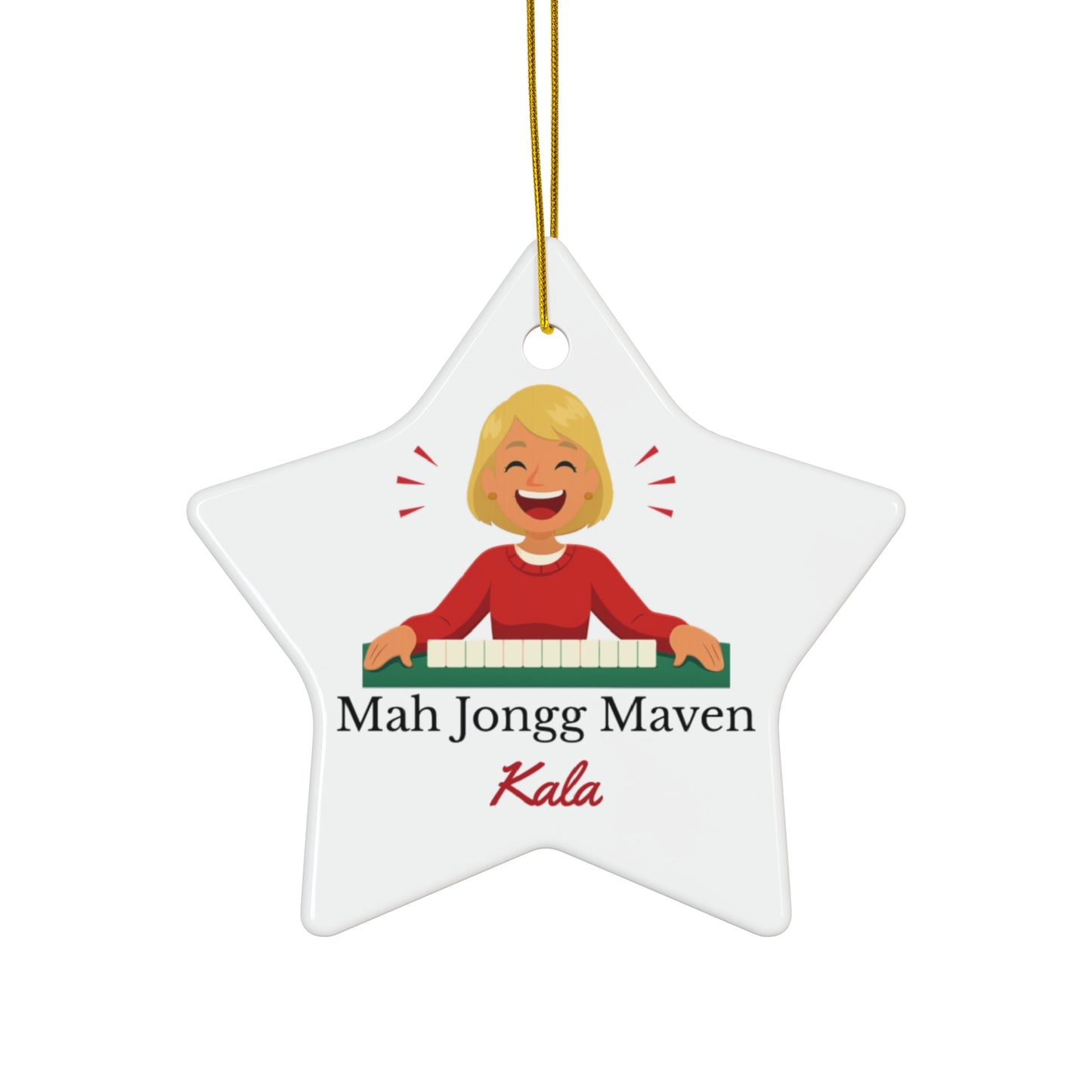 Mah Jongg Maven Ceramic Ornament — Personalized Avatar & Custom Name
