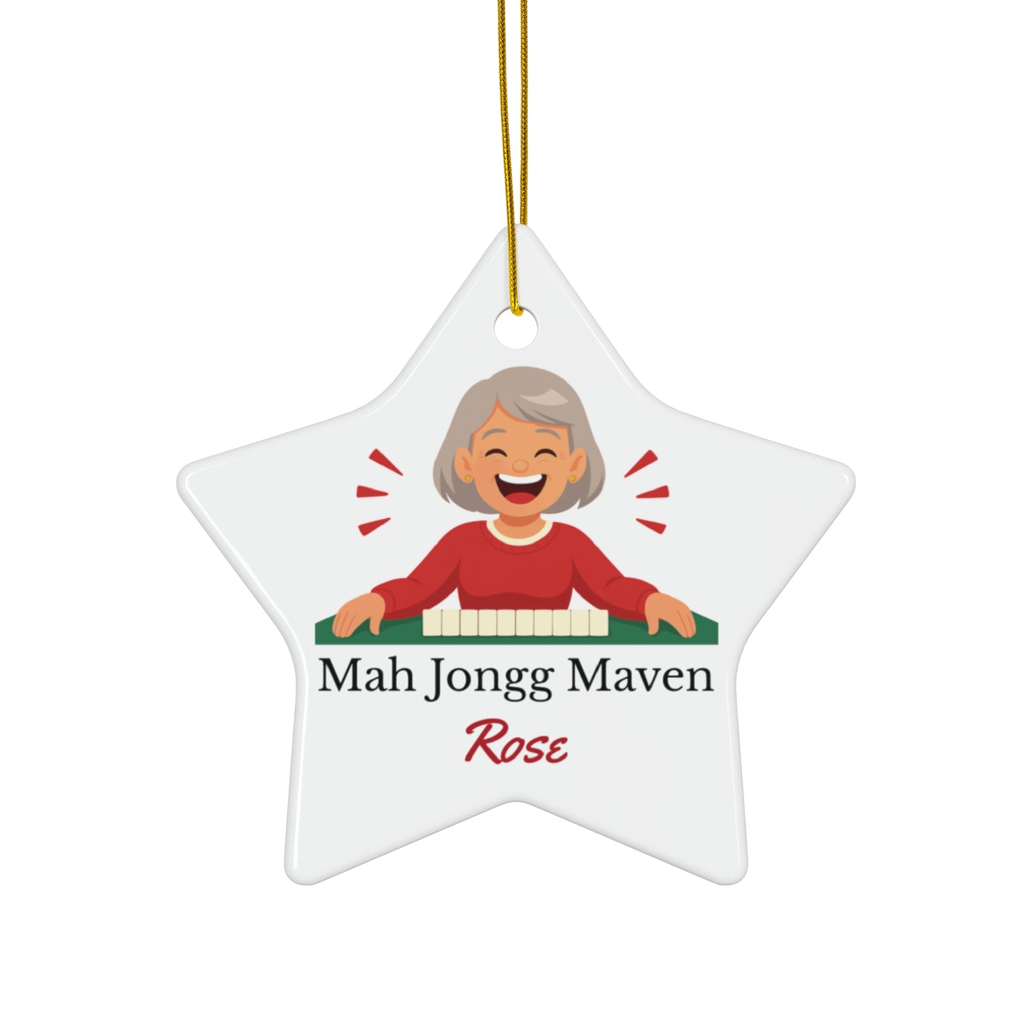 Mah Jongg Maven Ceramic Ornament — Personalized Avatar & Custom Name