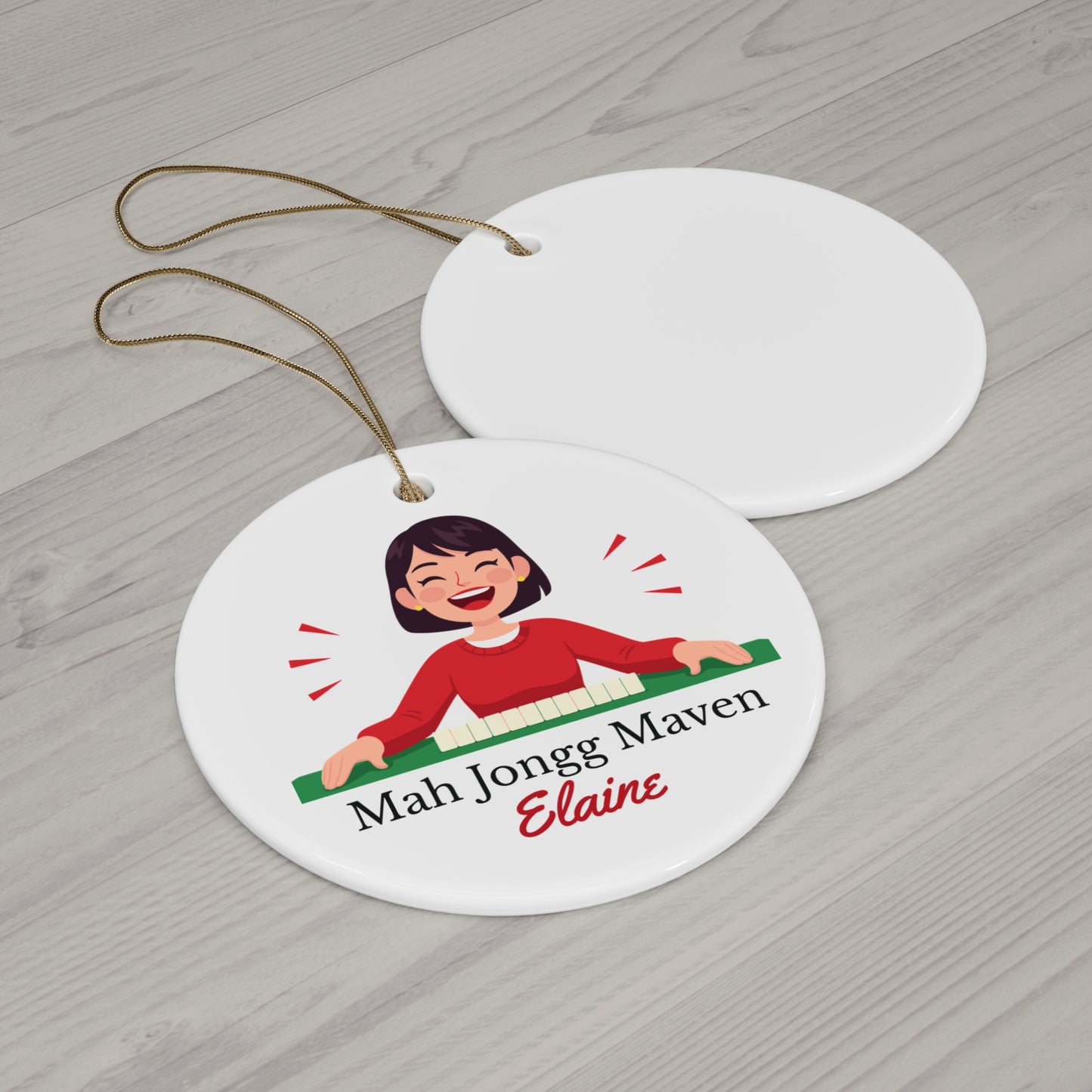 Mah Jongg Maven Ceramic Ornament — Personalized Avatar & Custom Name
