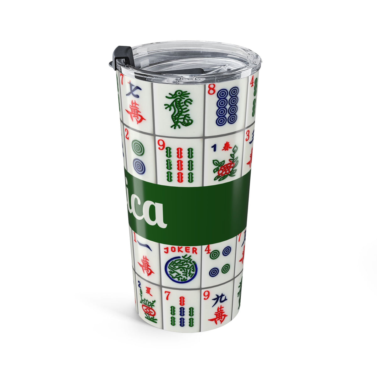 Personalized Mahjong Tumbler 20oz — Custom Name Tile Design, Insulated Travel Cup
