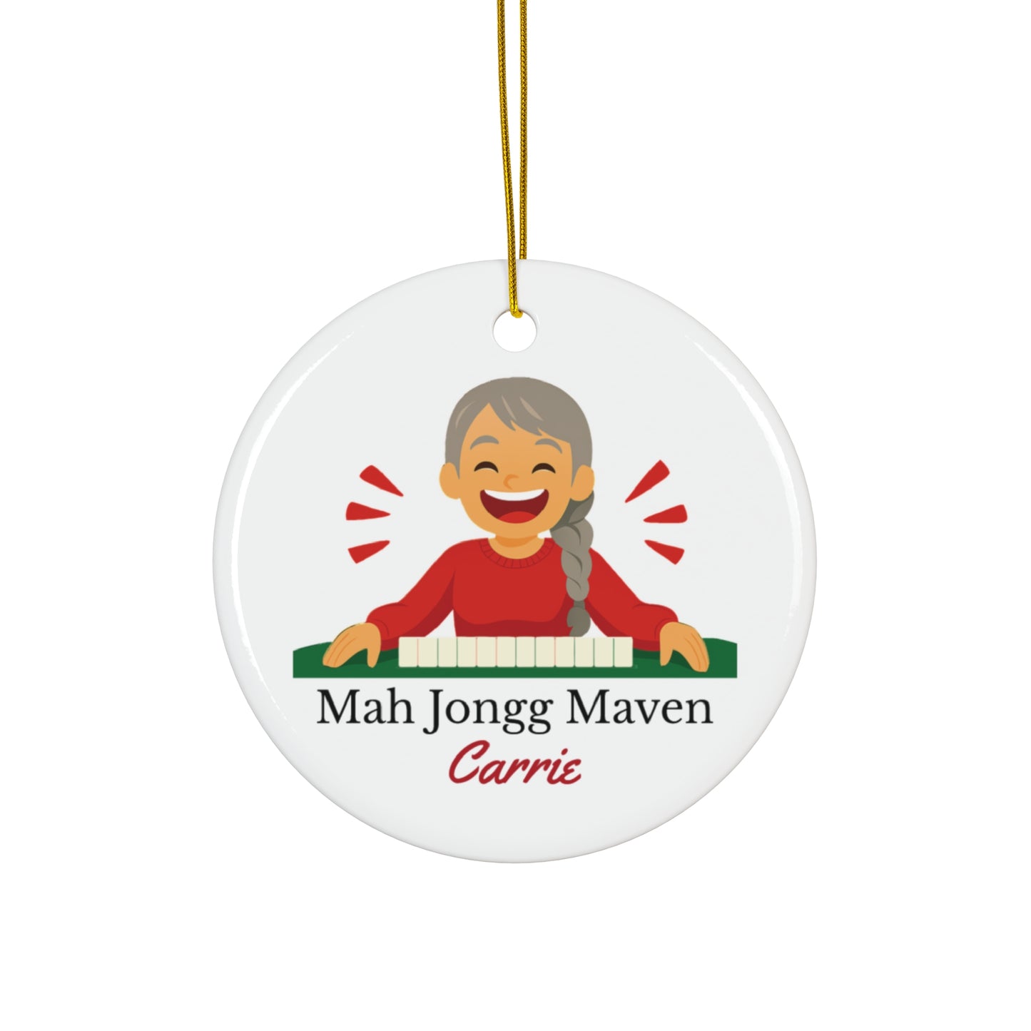 Mah Jongg Maven Ceramic Ornament — Personalized Avatar & Custom Name