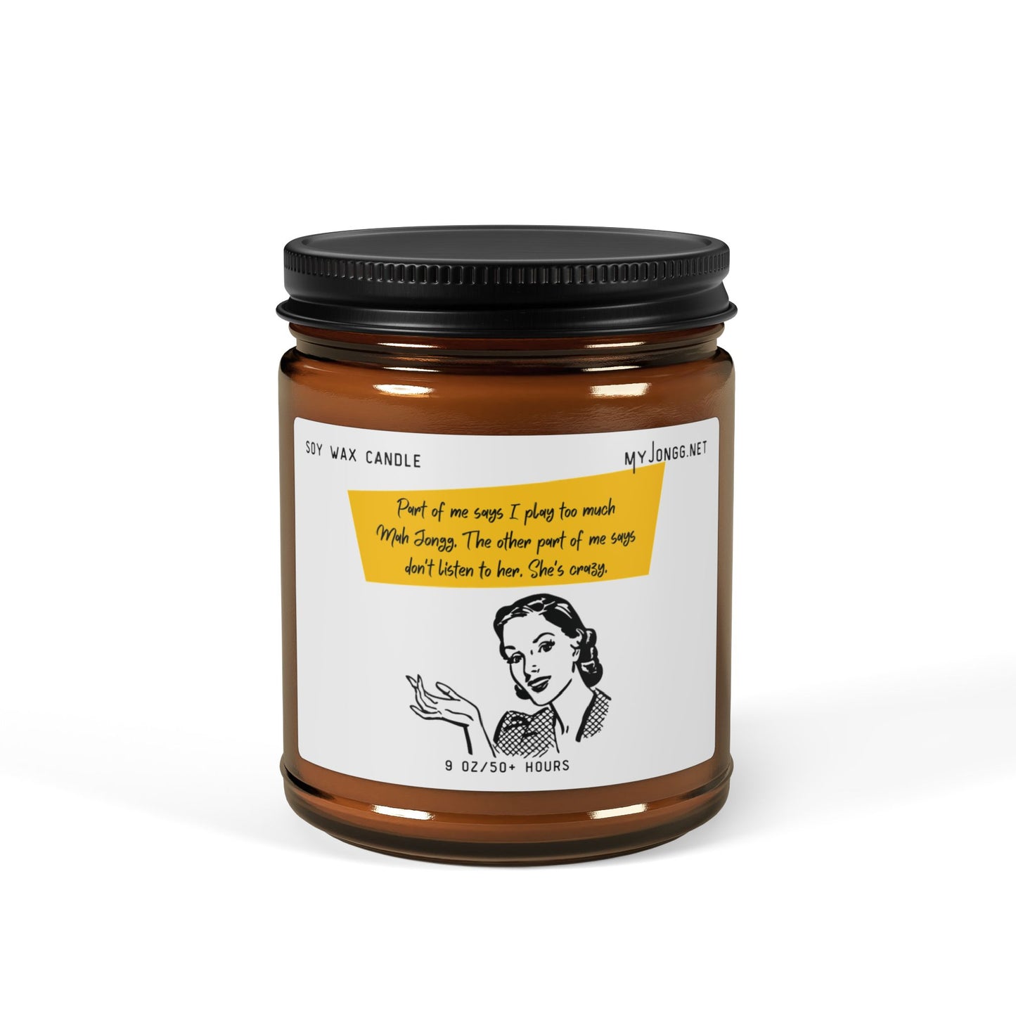 Mah Jongg Retro Quote Scented Soy Candle - Amber Jar