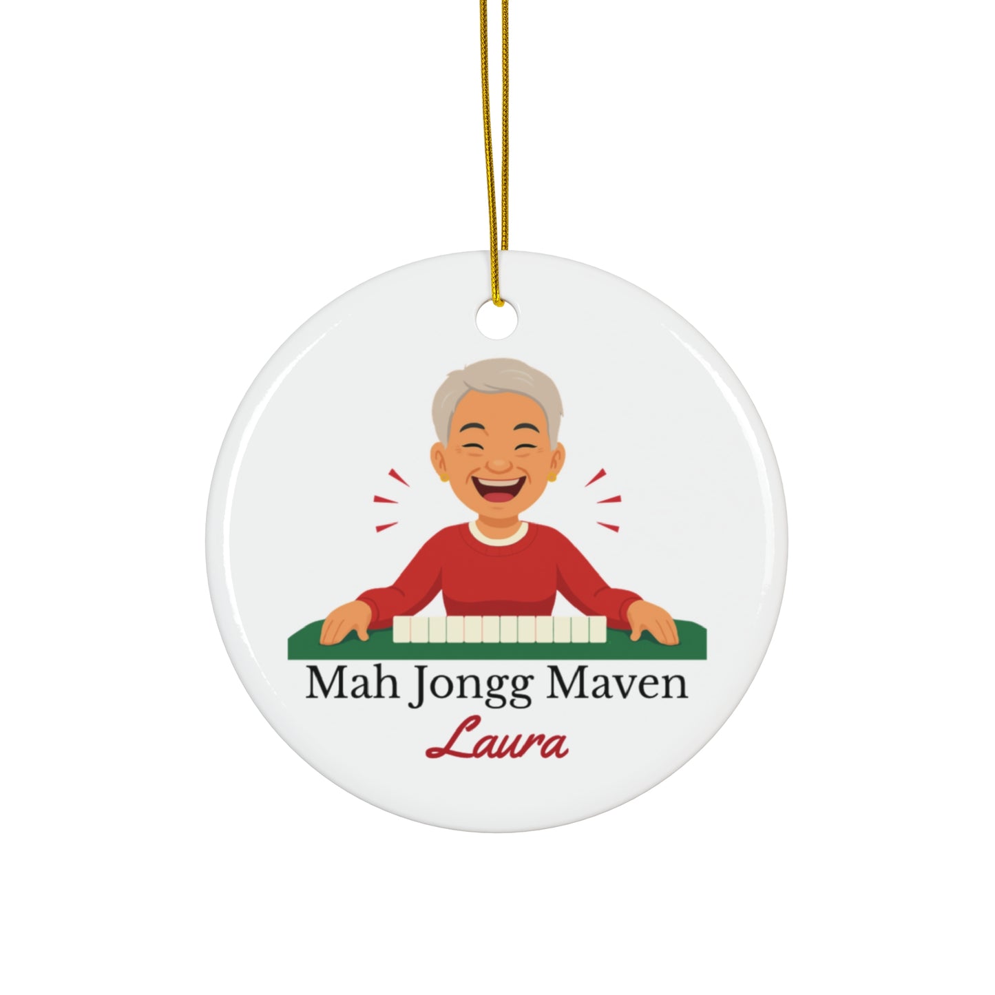 Mah Jongg Maven Ceramic Ornament — Personalized Avatar & Custom Name