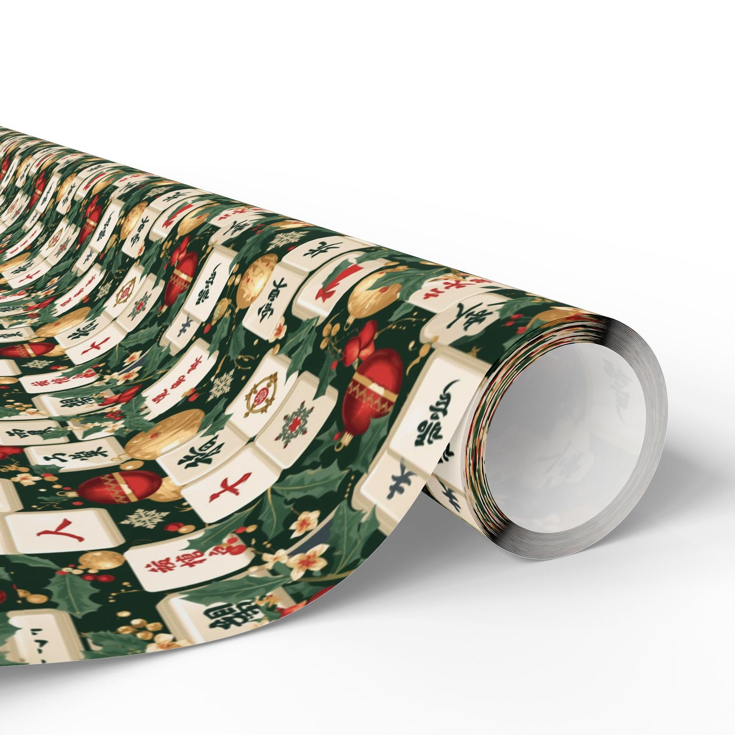 Vintage Asian-inspired Mah Jongg Holiday Wrapping Paper