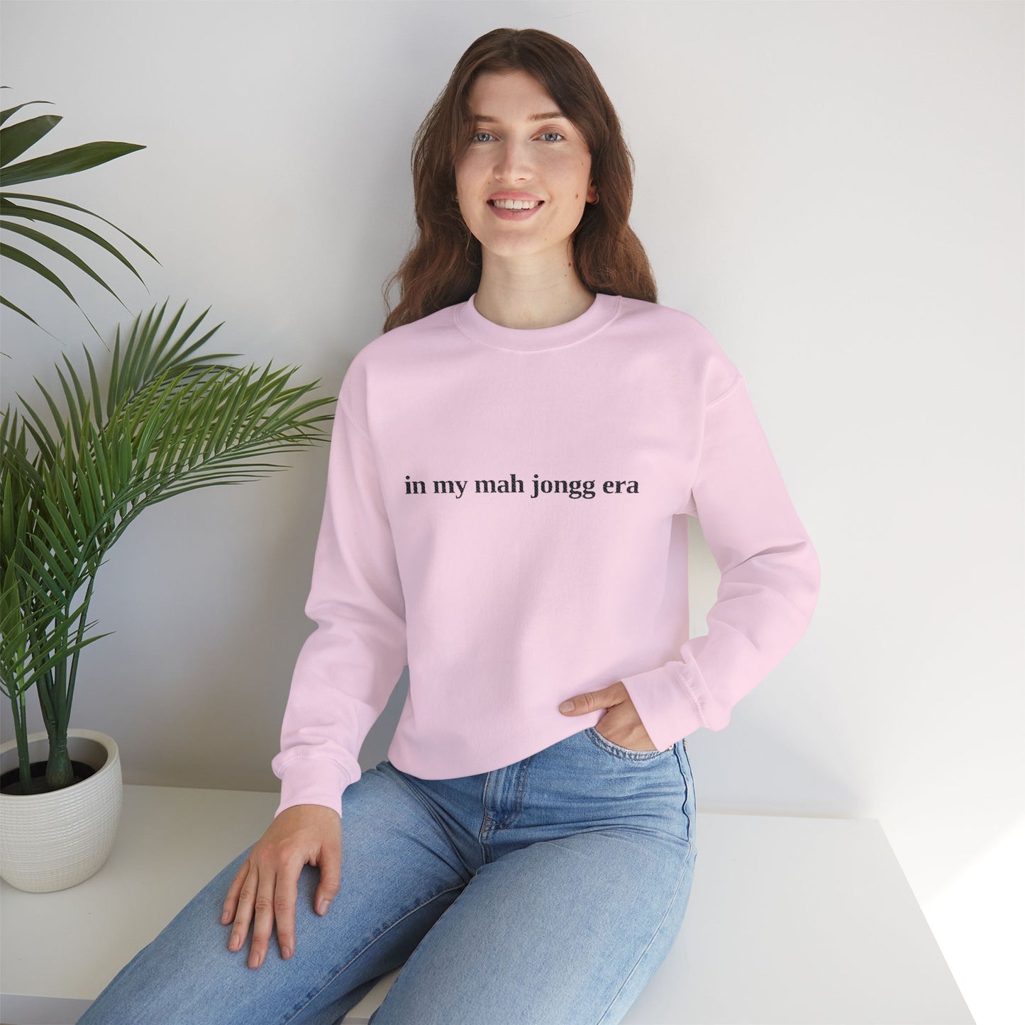 "in my mah jongg era" Embroidered Crewneck Sweatshirt
