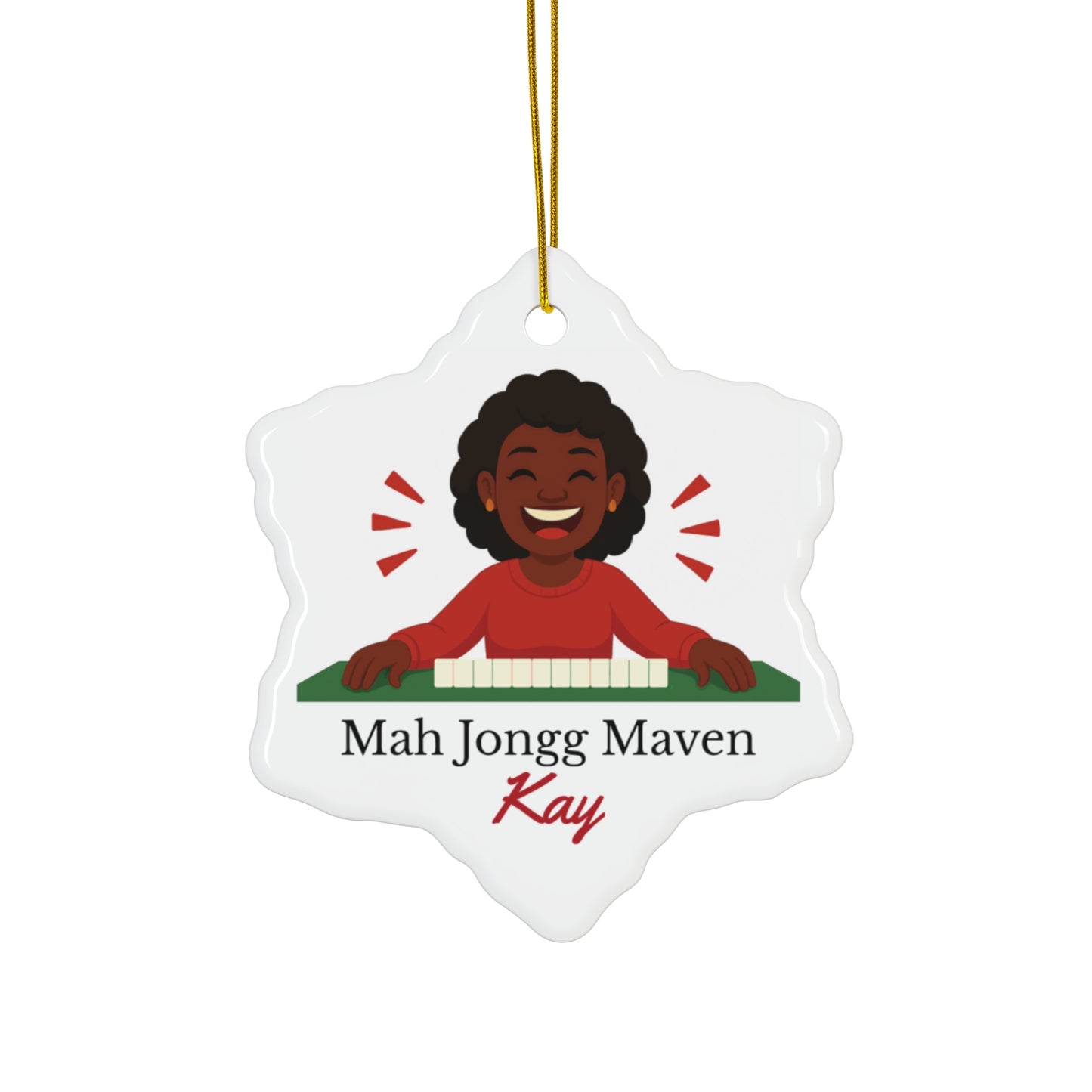 Mah Jongg Maven Ceramic Ornament — Personalized Avatar & Custom Name