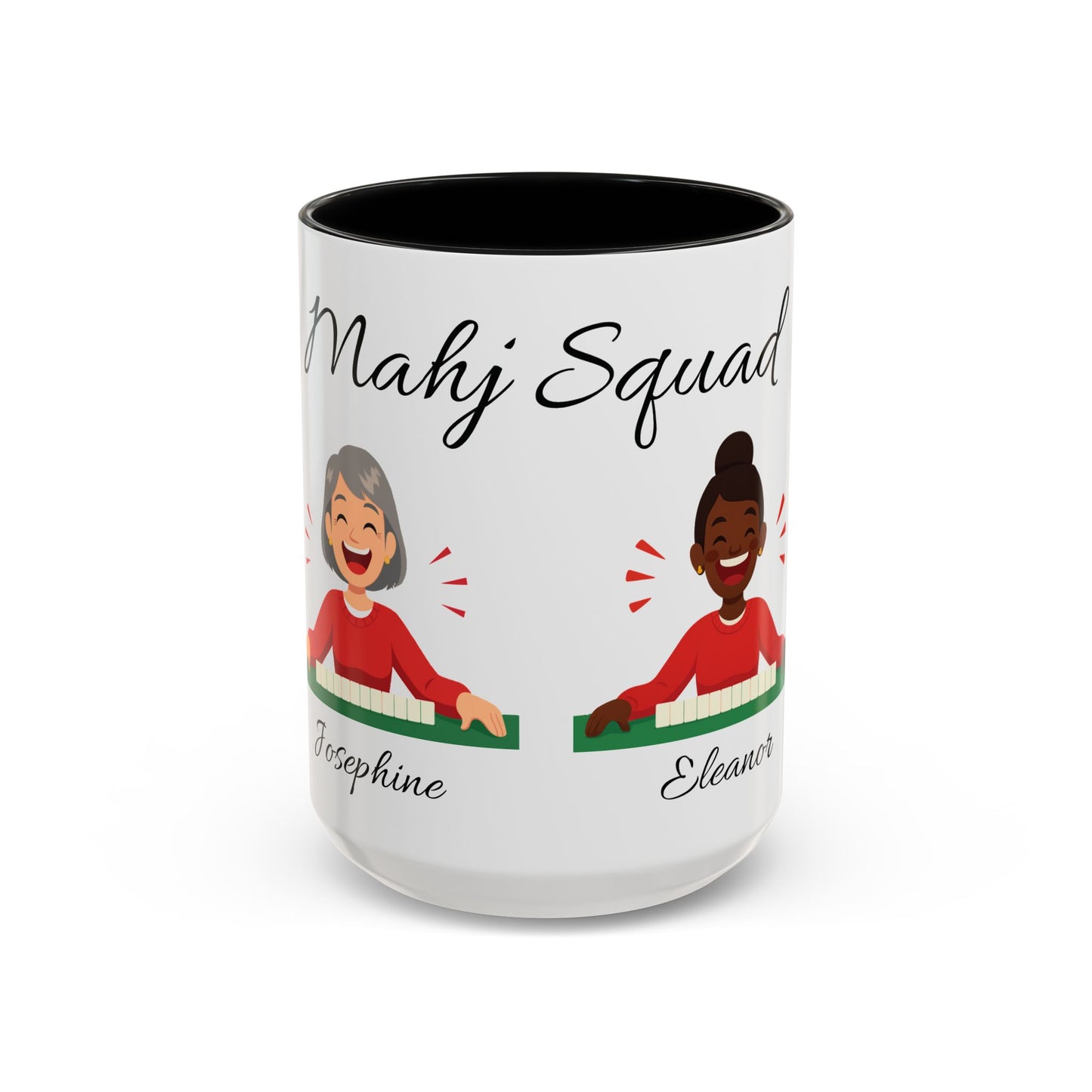 Personalized Mahj Squad Mug — 2, 3, or 4-Person 'Mahj Squad' Accent Coffee Mug (15 oz)