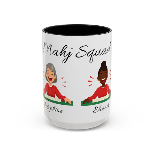 Personalized Mahj Squad Mug — 2, 3, or 4-Person 'Mahj Squad' Accent Coffee Mug (15 oz)