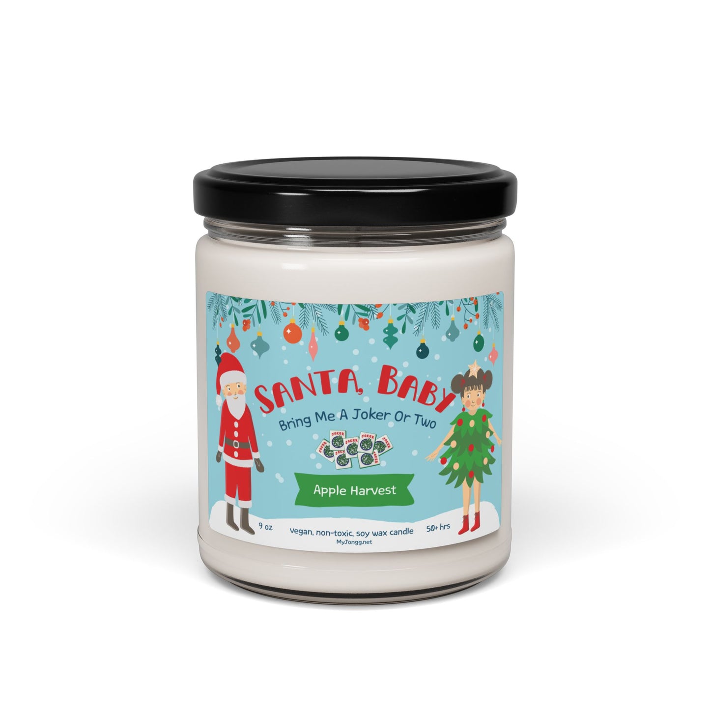 Santa, Baby Mah Jongg-Themed Christmas Soy Candle (9oz)