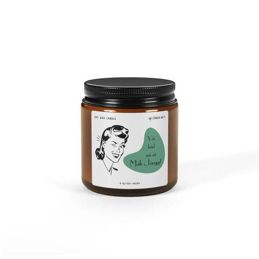 Mah Jongg Retro Quote Scented Soy Candle (4) - Amber Jar