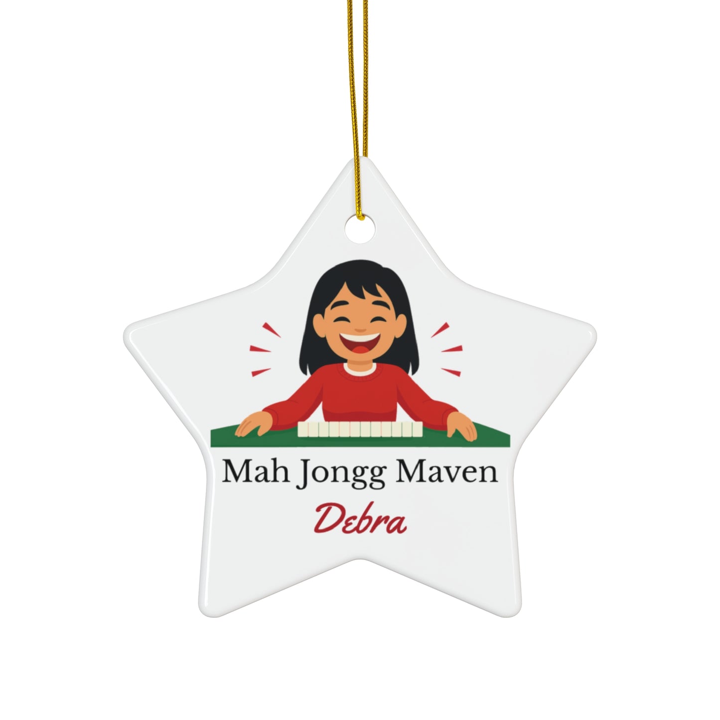 Mah Jongg Maven Ceramic Ornament — Personalized Avatar & Custom Name
