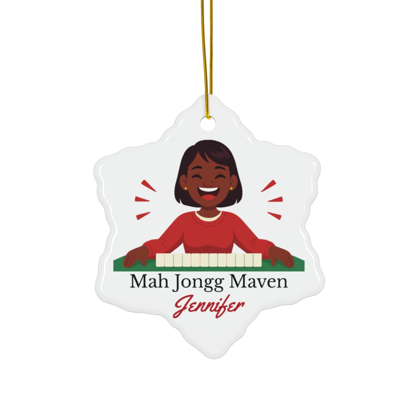 Mah Jongg Maven Ceramic Ornament — Personalized Avatar & Custom Name