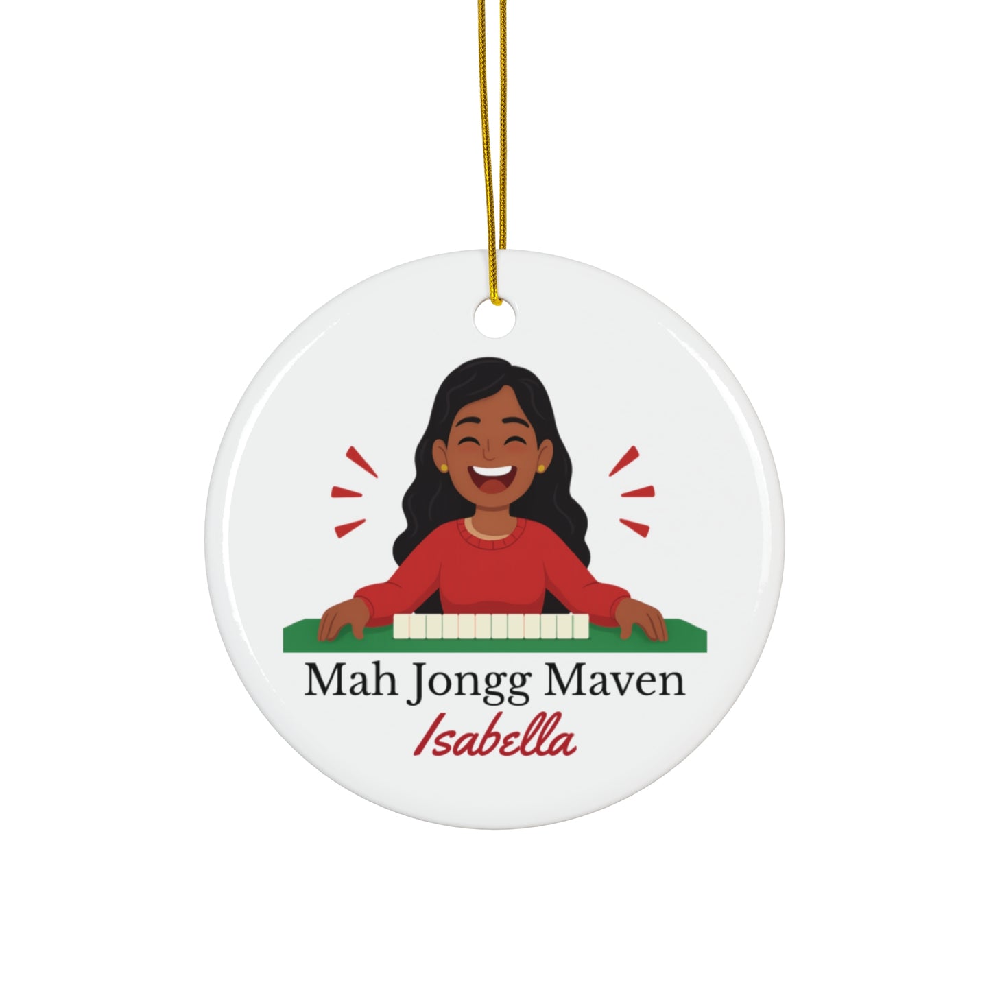 Mah Jongg Maven Ceramic Ornament — Personalized Avatar & Custom Name
