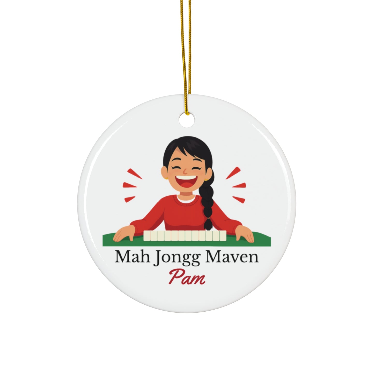 Mah Jongg Maven Ceramic Ornament — Personalized Avatar & Custom Name