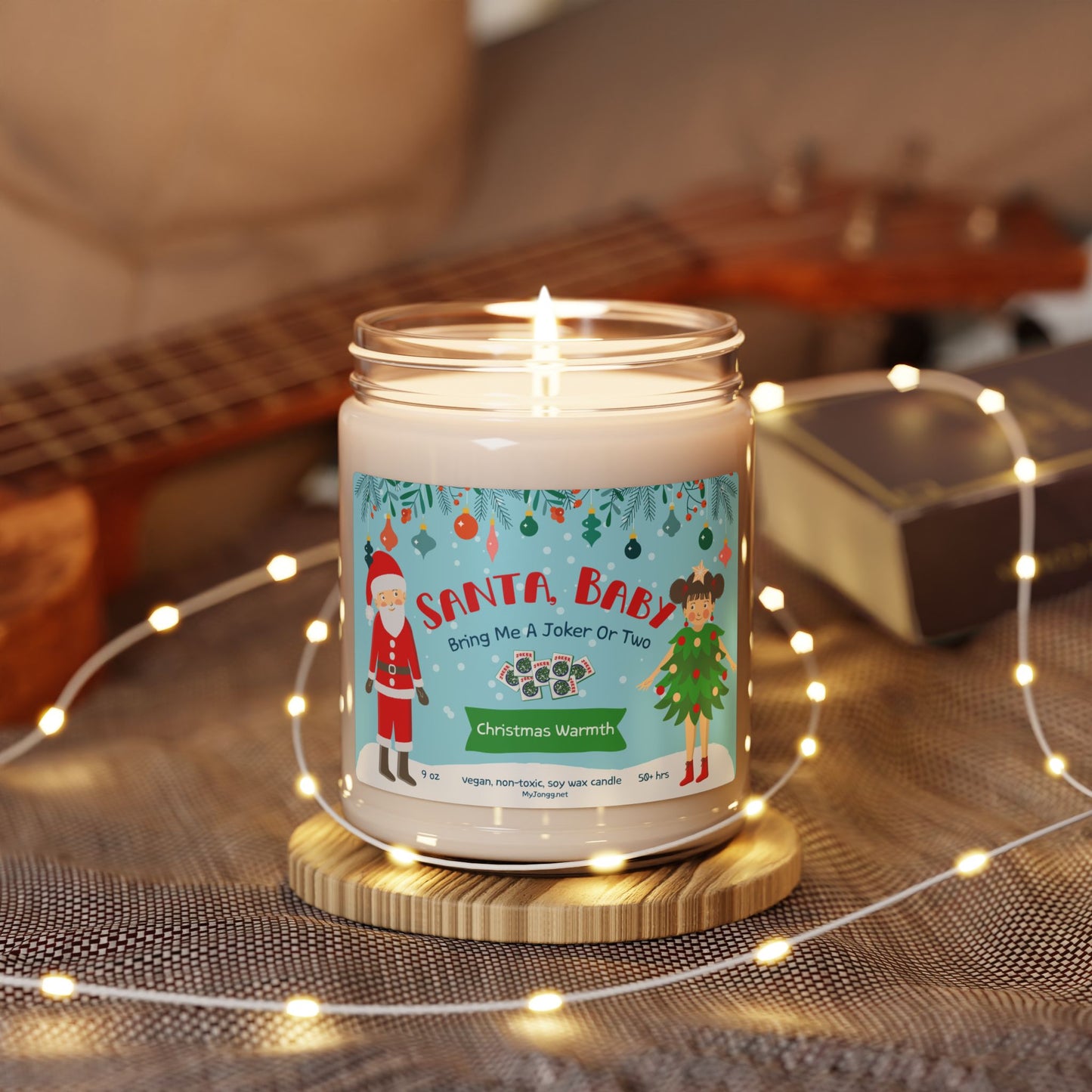Santa, Baby Mah Jongg-Themed Christmas Soy Candle (9oz)