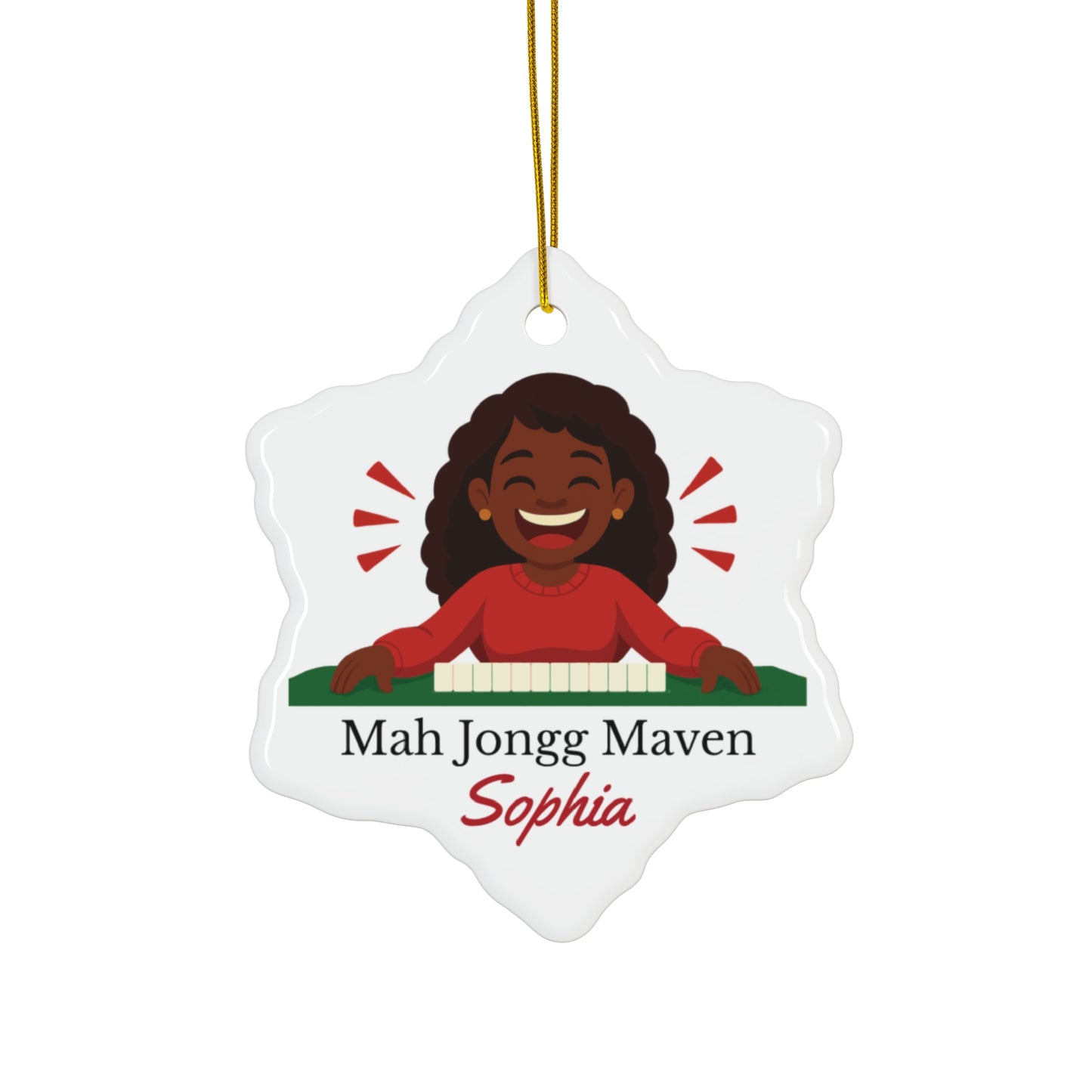 Mah Jongg Maven Ceramic Ornament — Personalized Avatar & Custom Name
