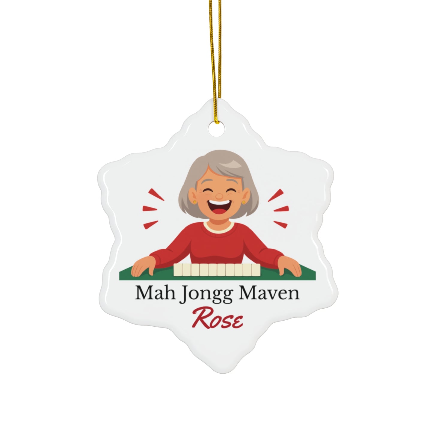 Mah Jongg Maven Ceramic Ornament — Personalized Avatar & Custom Name