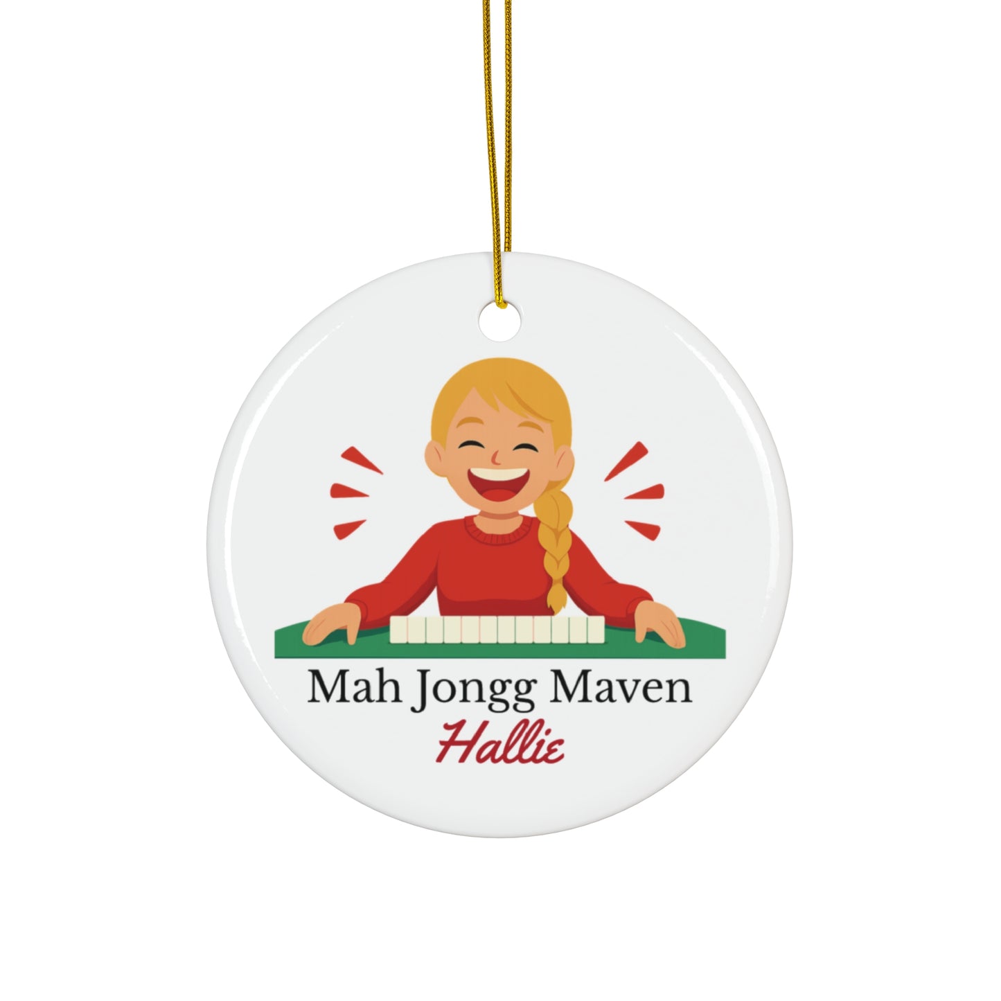 Mah Jongg Maven Ceramic Ornament — Personalized Avatar & Custom Name