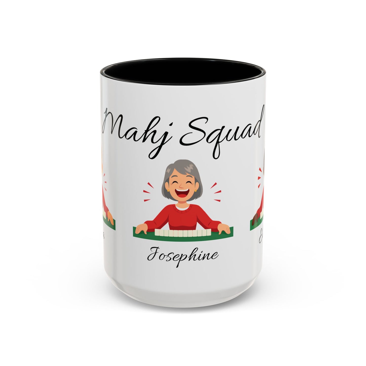 Personalized Mahj Squad Mug — 2, 3, or 4-Person 'Mahj Squad' Accent Coffee Mug (15 oz)