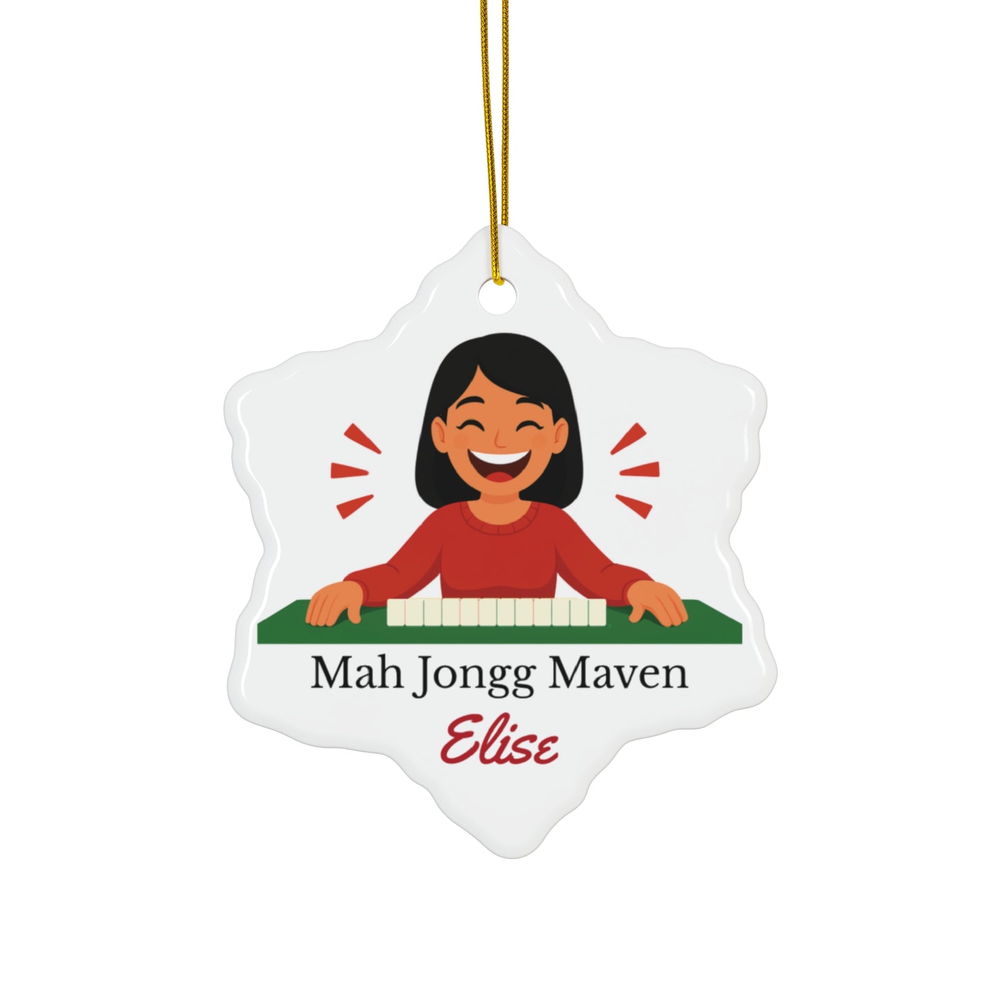 Mah Jongg Maven Ceramic Ornament — Personalized Avatar & Custom Name